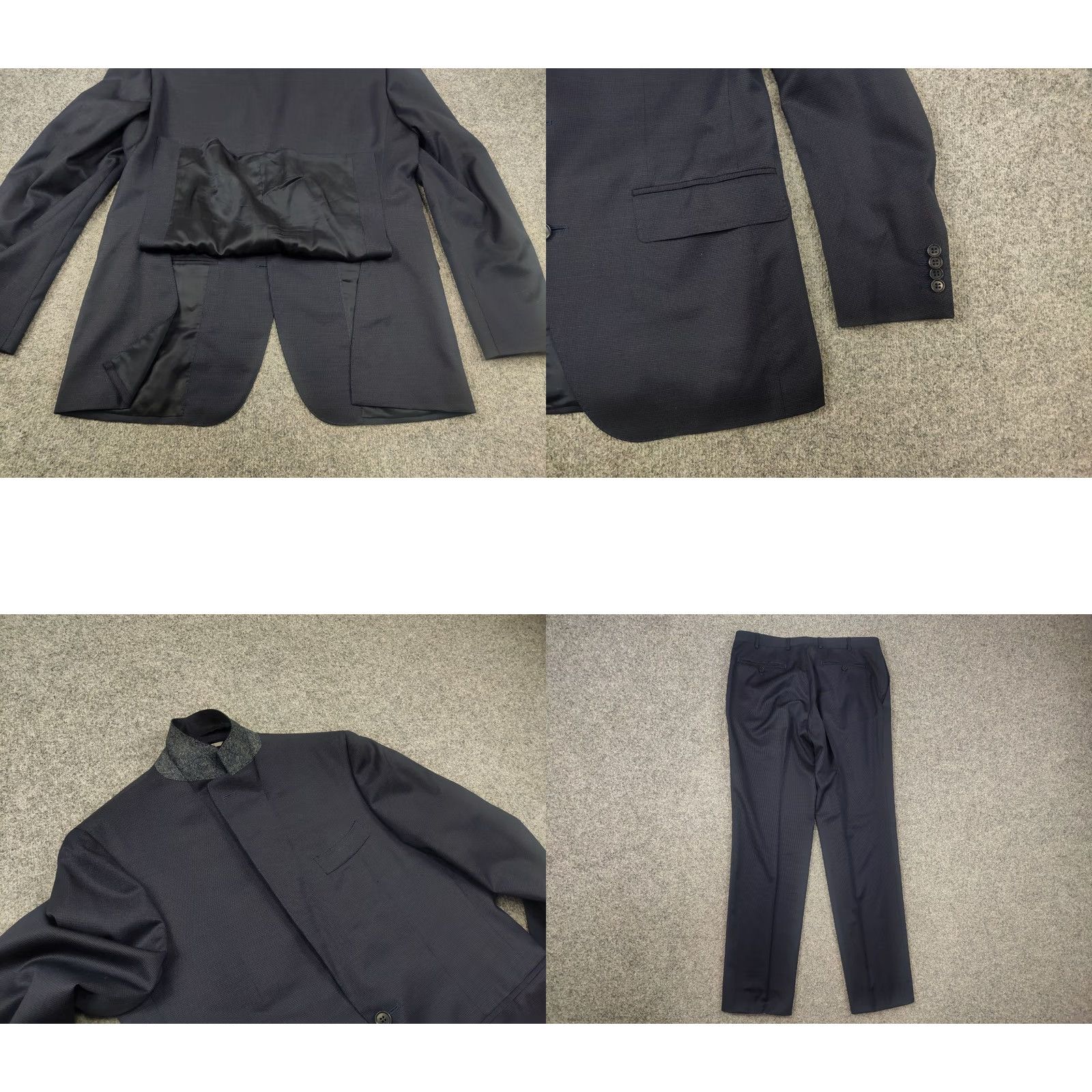 Canali Canali Italy Design 15280 Modern Fit 2 button Business Classic Suit Dark Blue Wool Size 50R - 8 Thumbnail