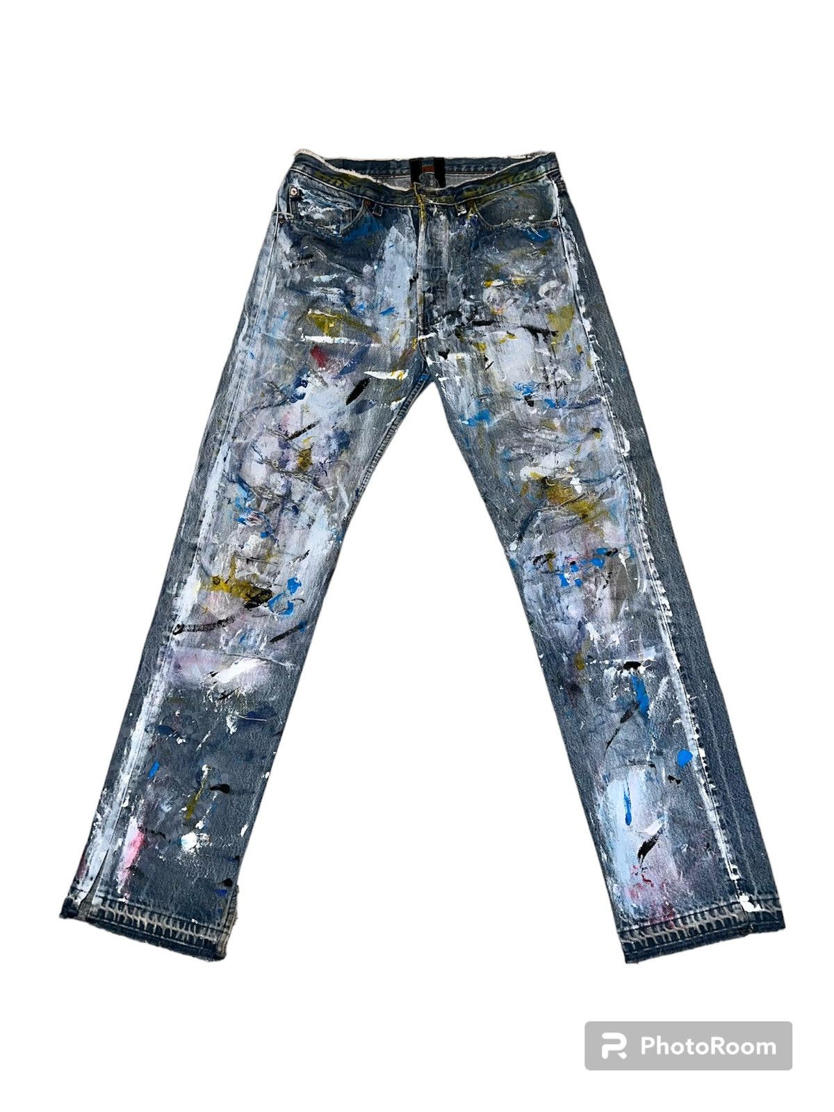 Image of Levis x Levis Vintage Clothing 1 Of 1 Vintage Levi’S Paint Splatter Jeans in Blue, Men's (Size 33)