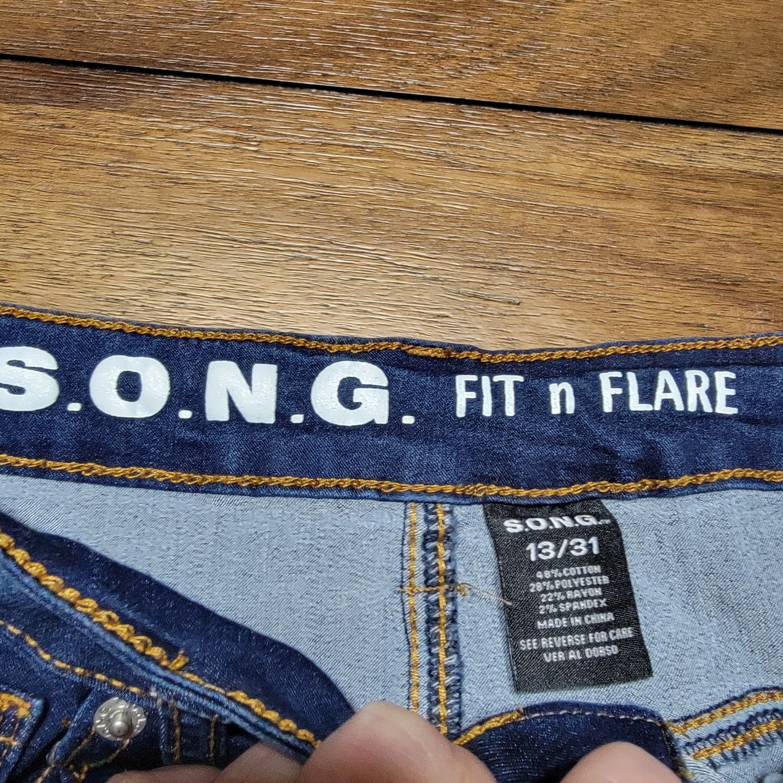 Other S.O.N.G. Fit n Flare Dark Blue Denim Jeans - Size 13/31 Size 30" / US 8 / IT 44 - 3 Thumbnail