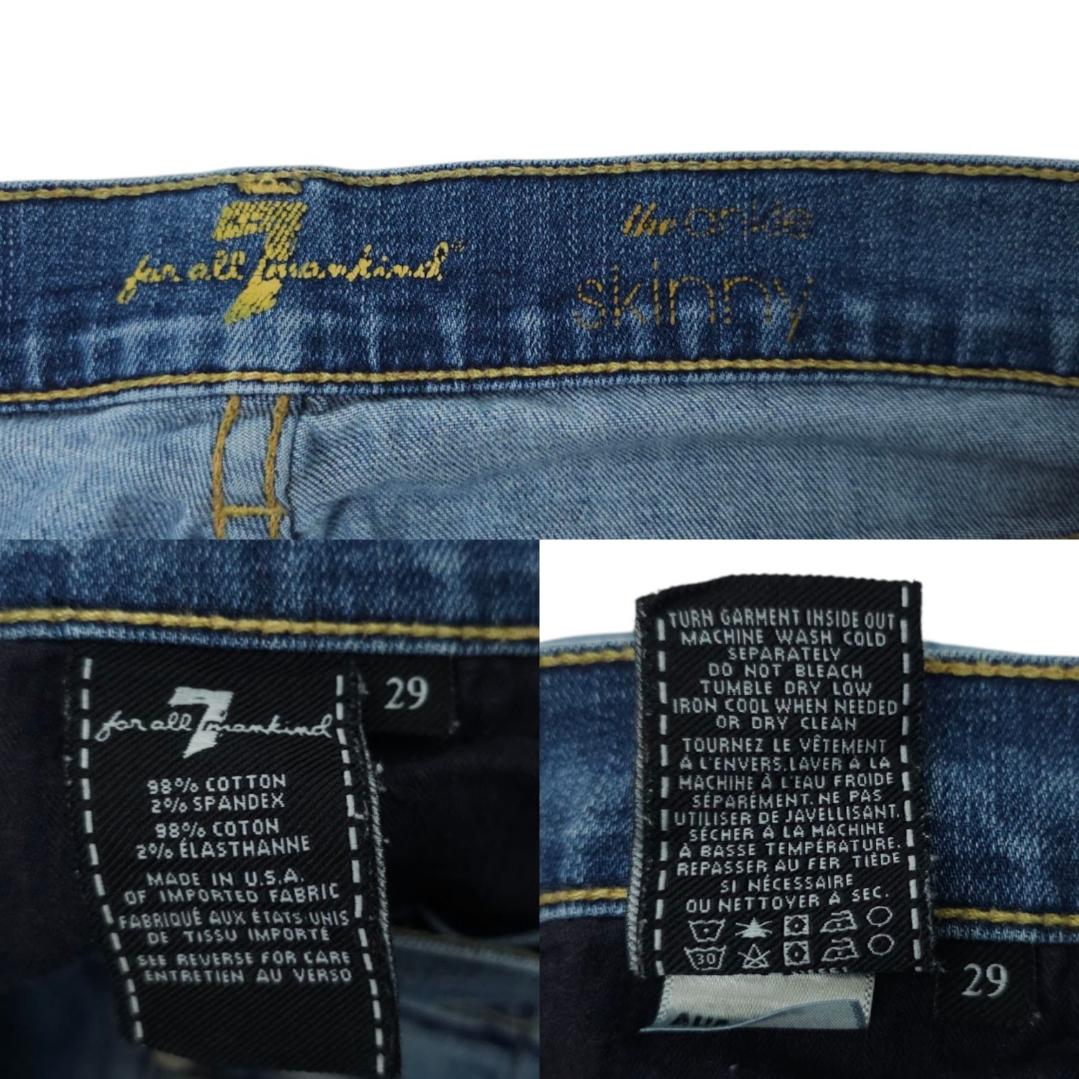 7 For All Mankind 7 For All Mankind The Ankle Skinny Stretch Denim Womens 29 Size 29" - 7 Thumbnail