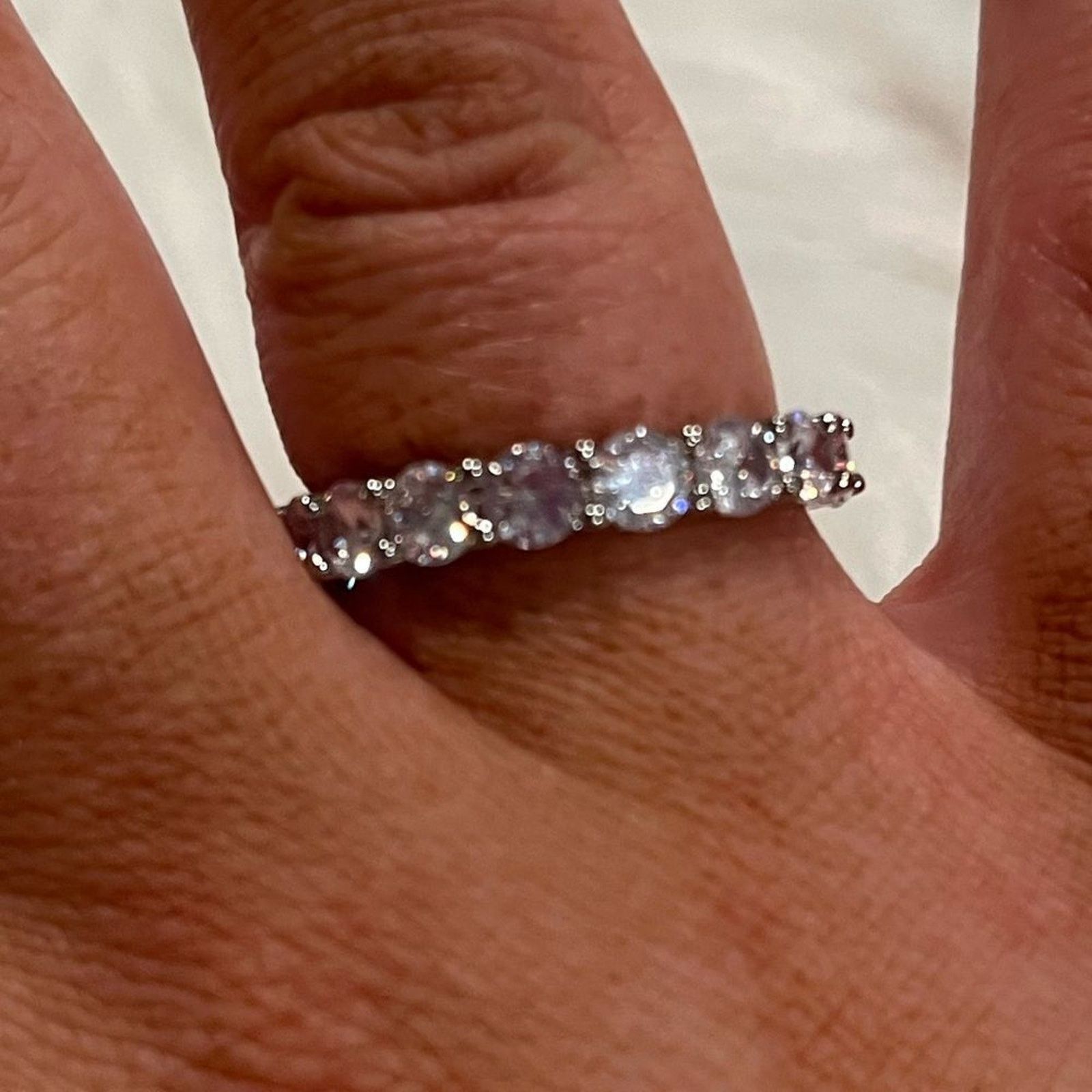 Vintage NWB PAV0I14K White Gold Plated Cubic Zicornia 4mm Ring Size ONE SIZE - 5 Thumbnail