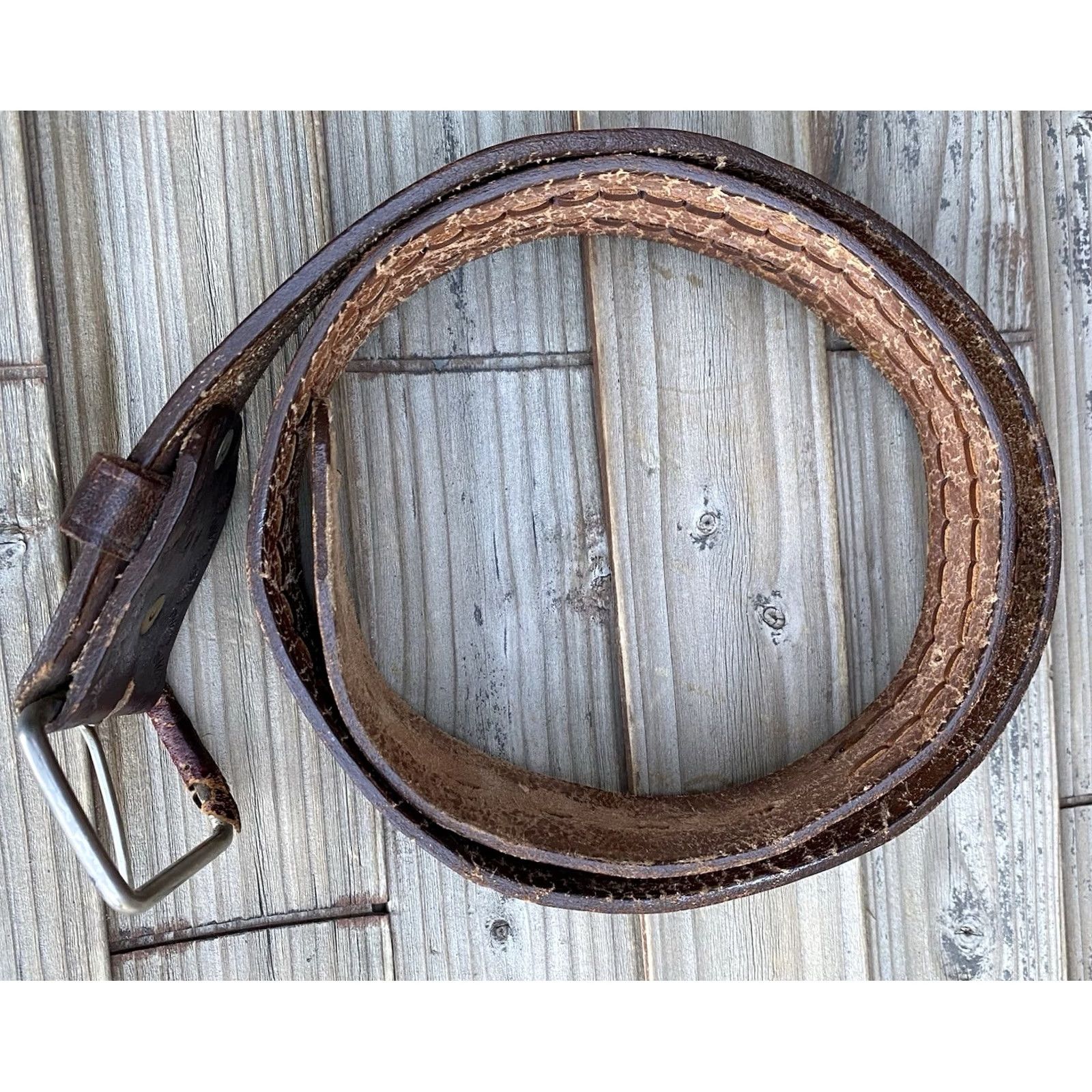 Vintage VINTAGE Hand-Tooled Leather Belt 60s 70s Size 40 Brown Unbranded Western Rockabilly Size ONE SIZE - 5 Thumbnail