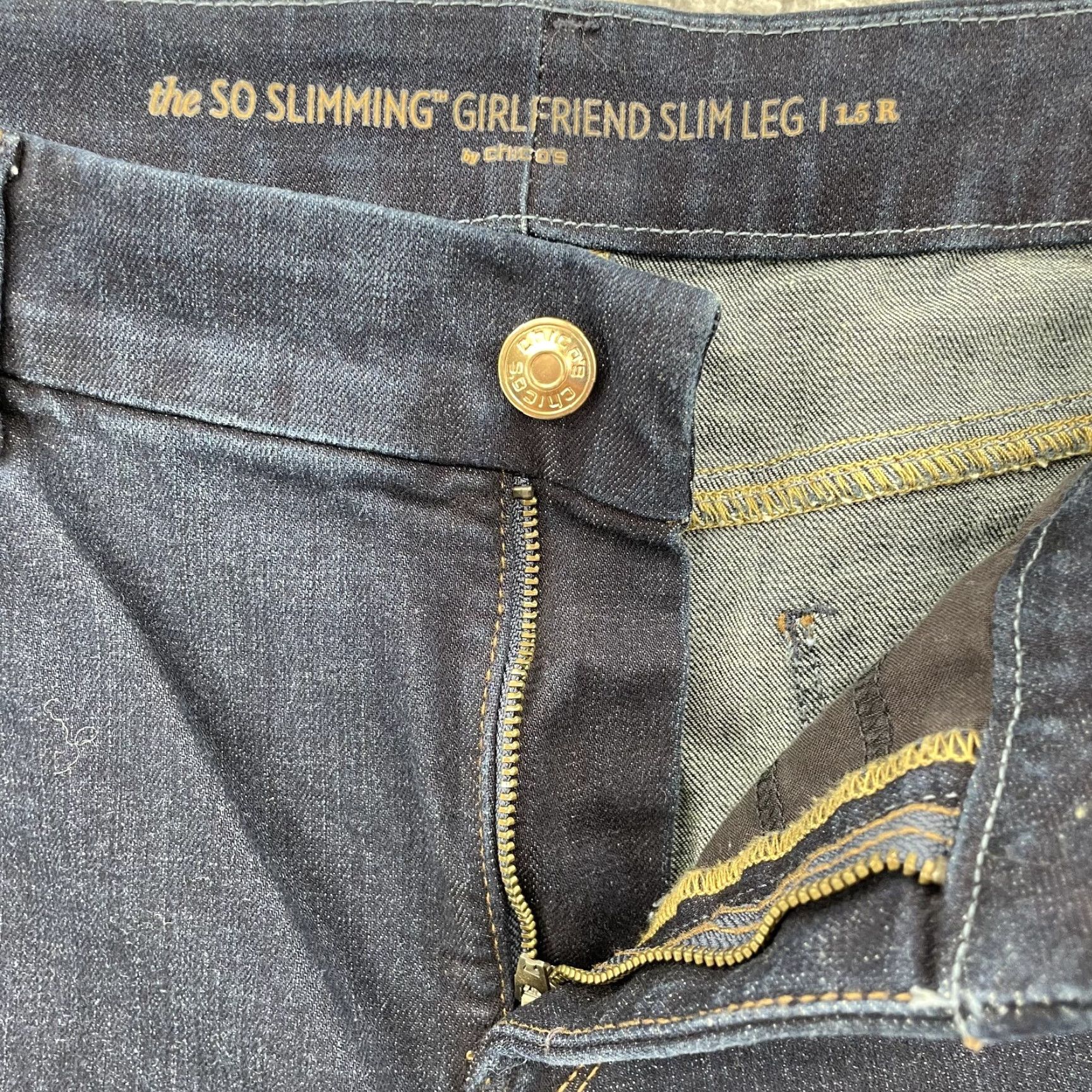 Vintage Chicos Jeans Girlfriend Womens 33x30 Dark Slimming Academia Preppy Classic 90's Size 24" / US 00 / IT 34 - 7 Thumbnail