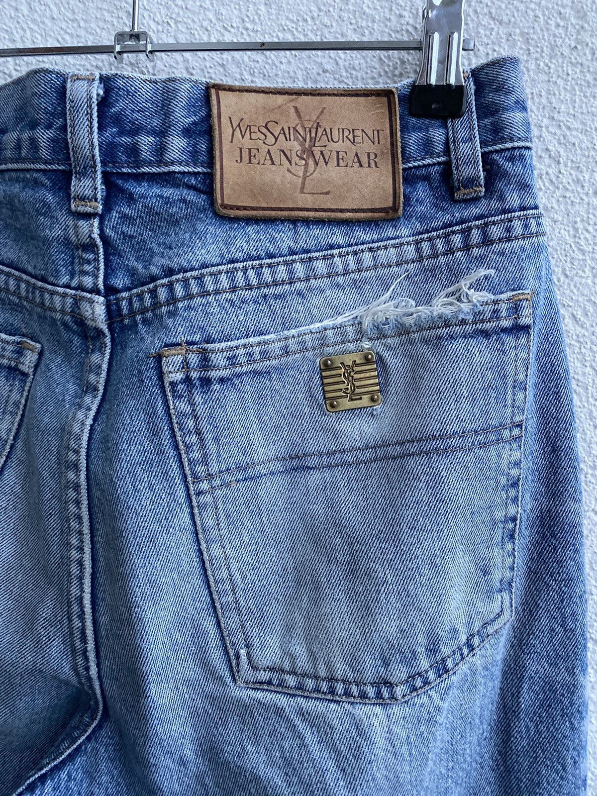 image of Vintage x YVES Saint Laurent 28X30 YSL Jeans Denim Pants Cotton Navy in Blue, Men's