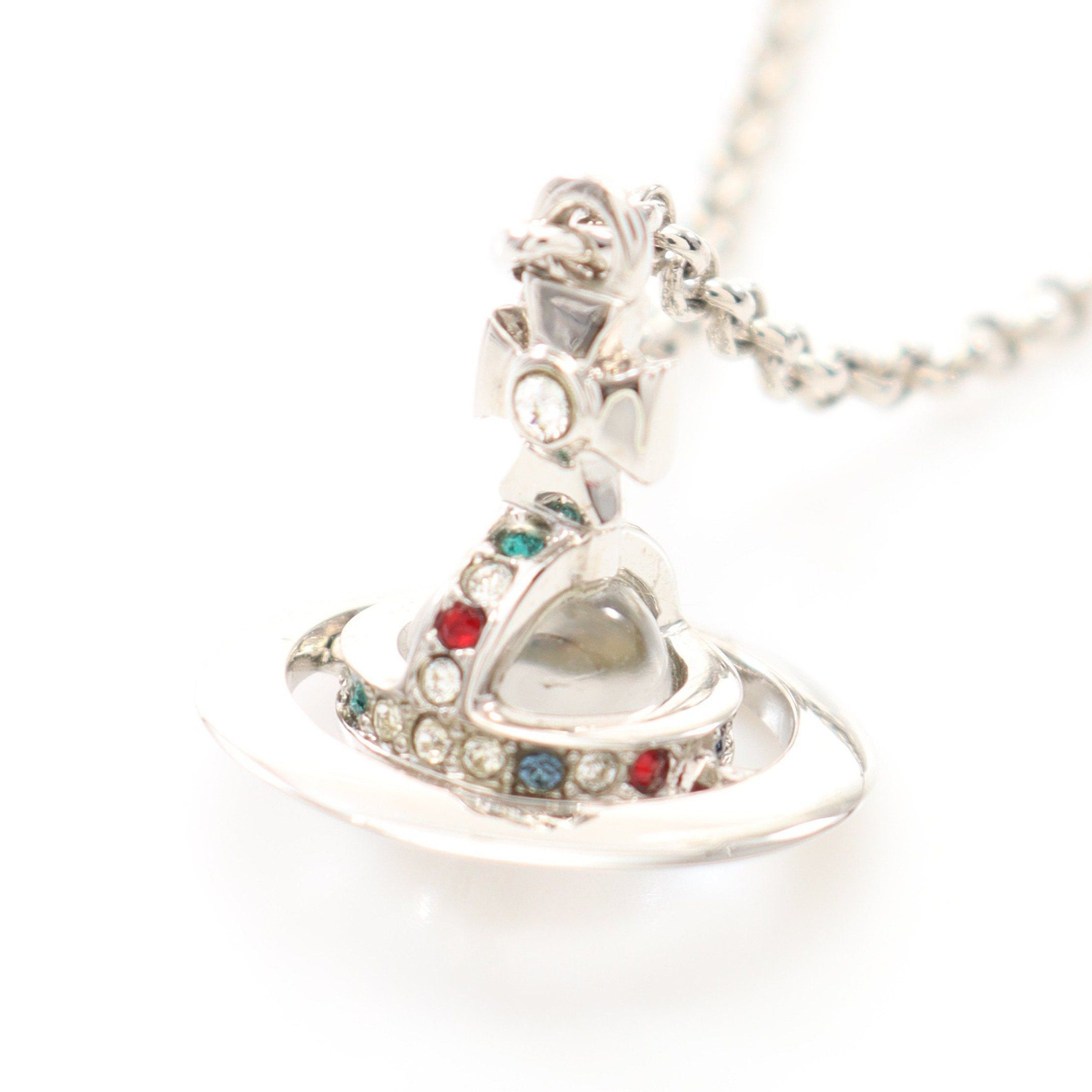 Vivienne Westwood Vivienne Westwood Orb Necklace Rhinestone Silver Clear Multicolor Size ONE SIZE - 1 Thumbnail