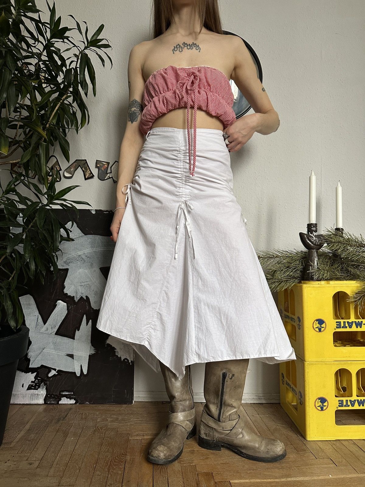 Japanese Brand × Seditionaries Crinkled Ruffle Fairy Core Bohemian Style Midi Skirt Size 28" / US 6 / IT 42 - 2 Thumbnail