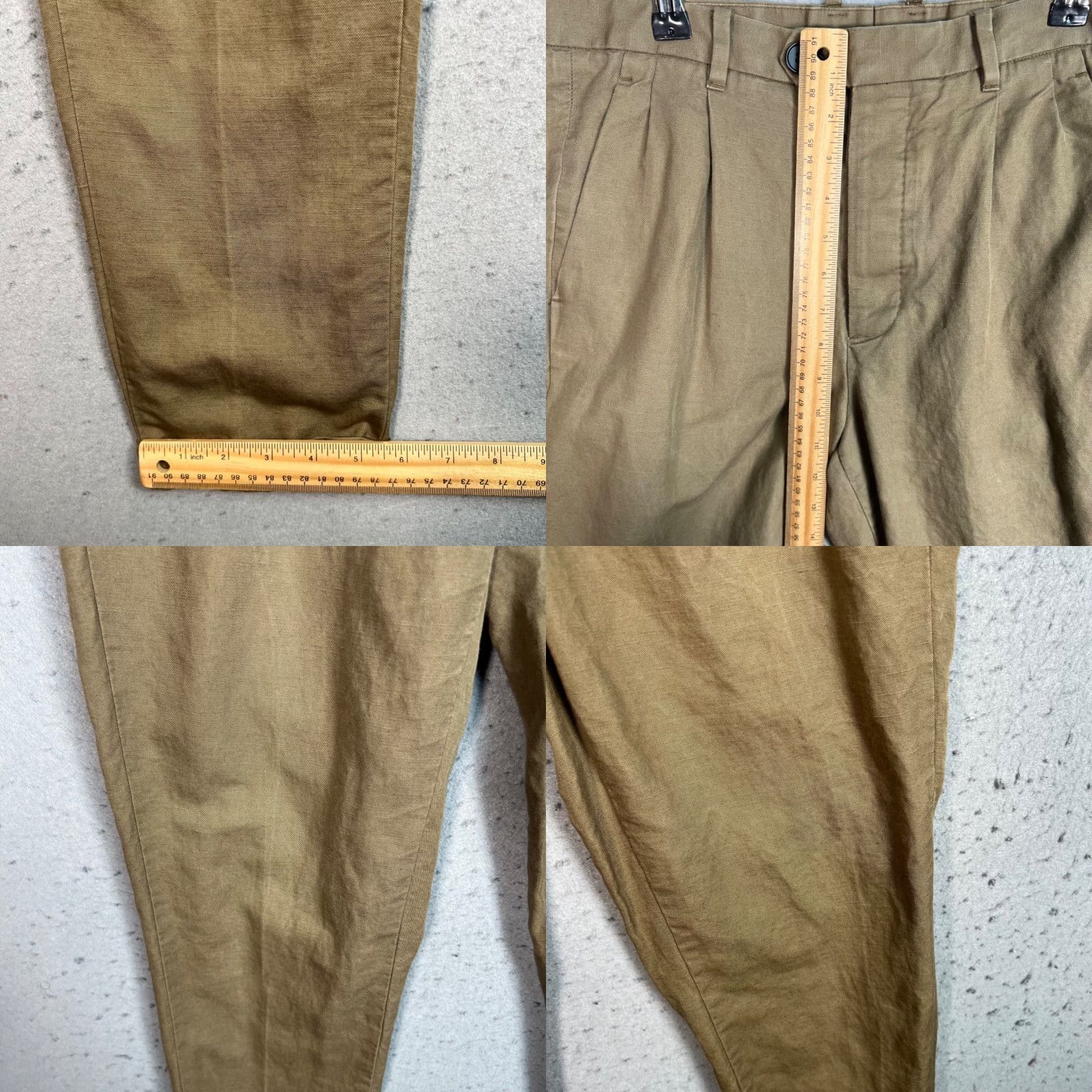 Allsaints AllSaints Mens Size 28 Pleated Tapered Tan Cotton/Linen Blend Chino Pants Size US 28 / EU 44 - 8 Thumbnail