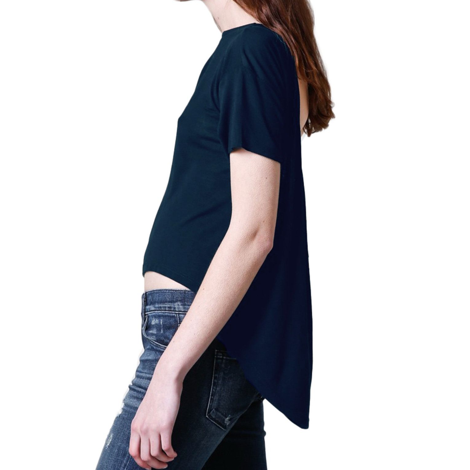 OAK OAK Women's Deep Cowl Tee Cotton sz M Navy Slouchy Beachy Size M / US 6-8 / IT 42-44 - 3 Thumbnail
