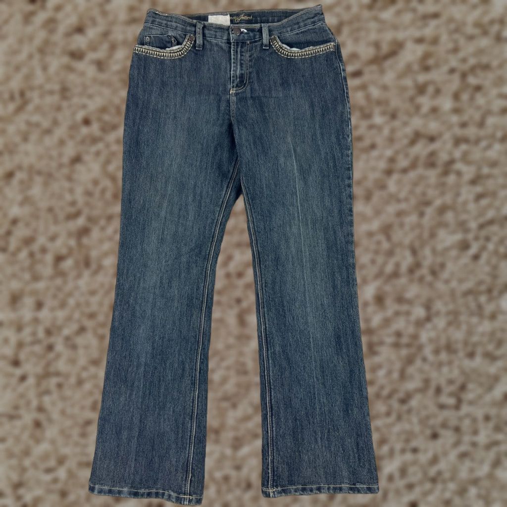 Vintage Zena Jeans Womens 30 Blue Denim Bootcut Embroidered Cotton Dark 30x29 Regular Women Jeans Measurements 5-Pocket Design Stretch Vintage No Size 30" / US 8 / IT 44 - 1 Thumbnail