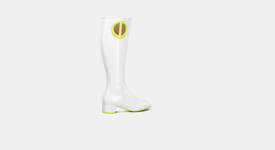 o1w1db10124 Patent Calfskin Idole Boot in White