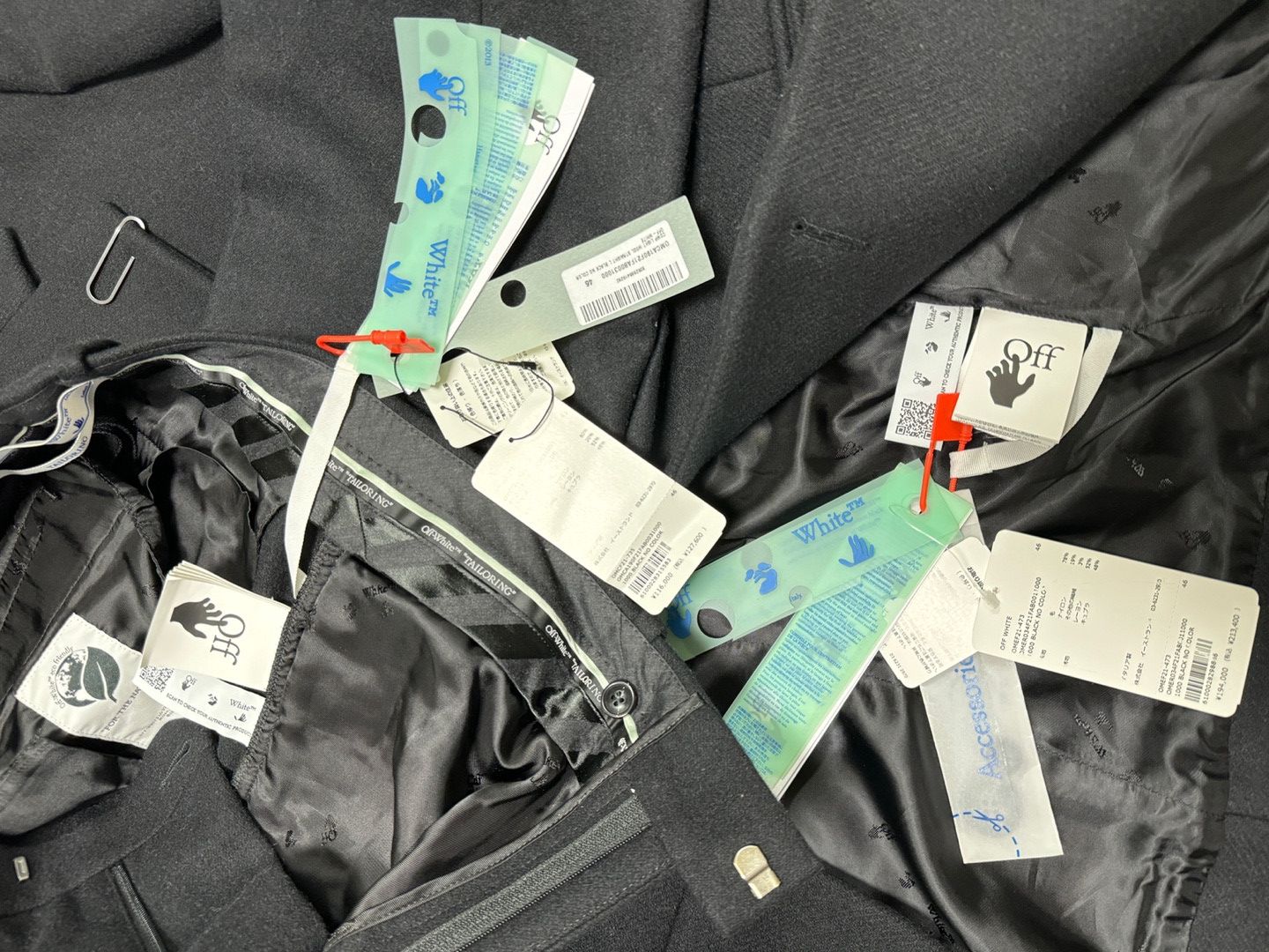 Off-White TAILORING Suit Double-Breasted Blazer + Pants Wool Set up Size 46L - 11 Thumbnail