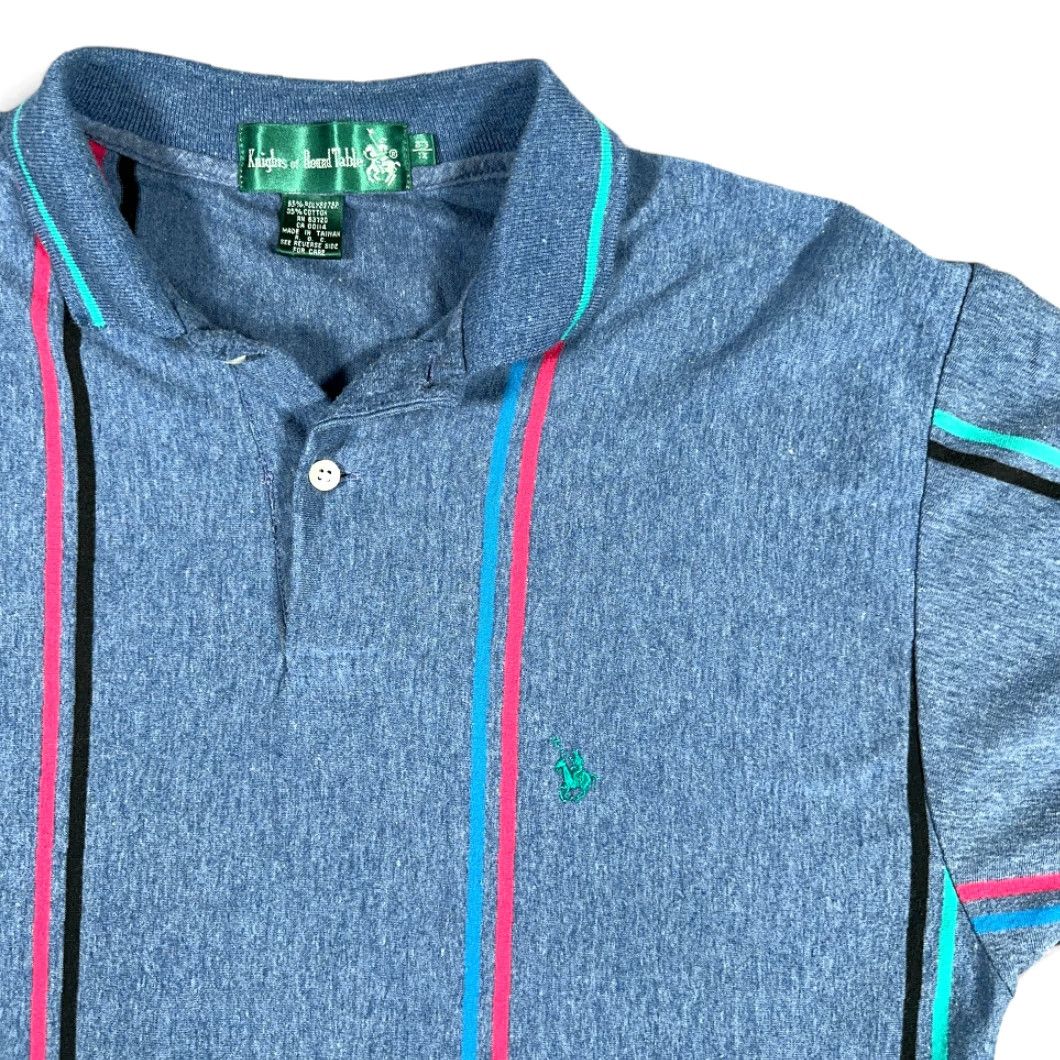 Vintage VINTAGE Knights Of Round Table Polo Shirt Adult M Blue Striped Shirt Mens Polo Shirt Size US M / EU 48-50 / 2 - 2 Thumbnail