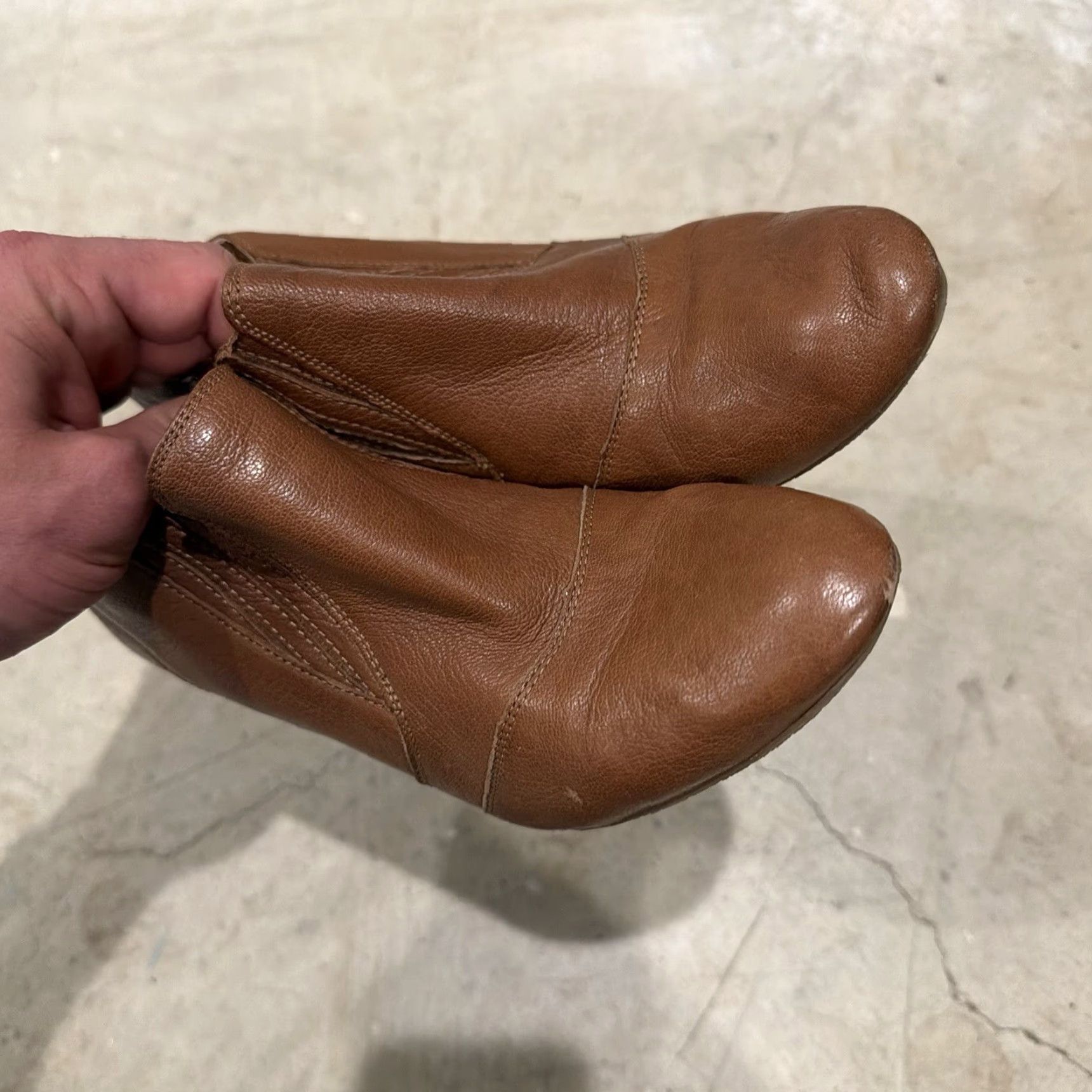 Vintage VINTAGE Audrey Brooke Avignon Brown Leather Slip On Ankle Booties Heels Sz 6.5 M Womens Bootie Size US 5 / IT 35 - 7 Thumbnail