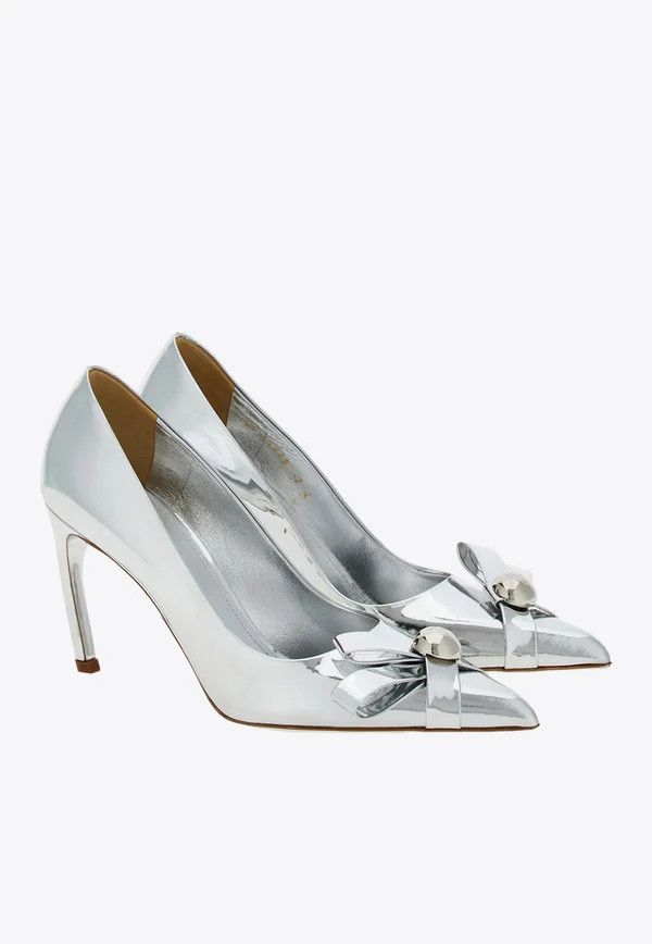 Salvatore Ferragamo o1s1rm0924 Brilda 85 Pumps in Silver Size US 5.5 / IT 35.5 - 3 Thumbnail