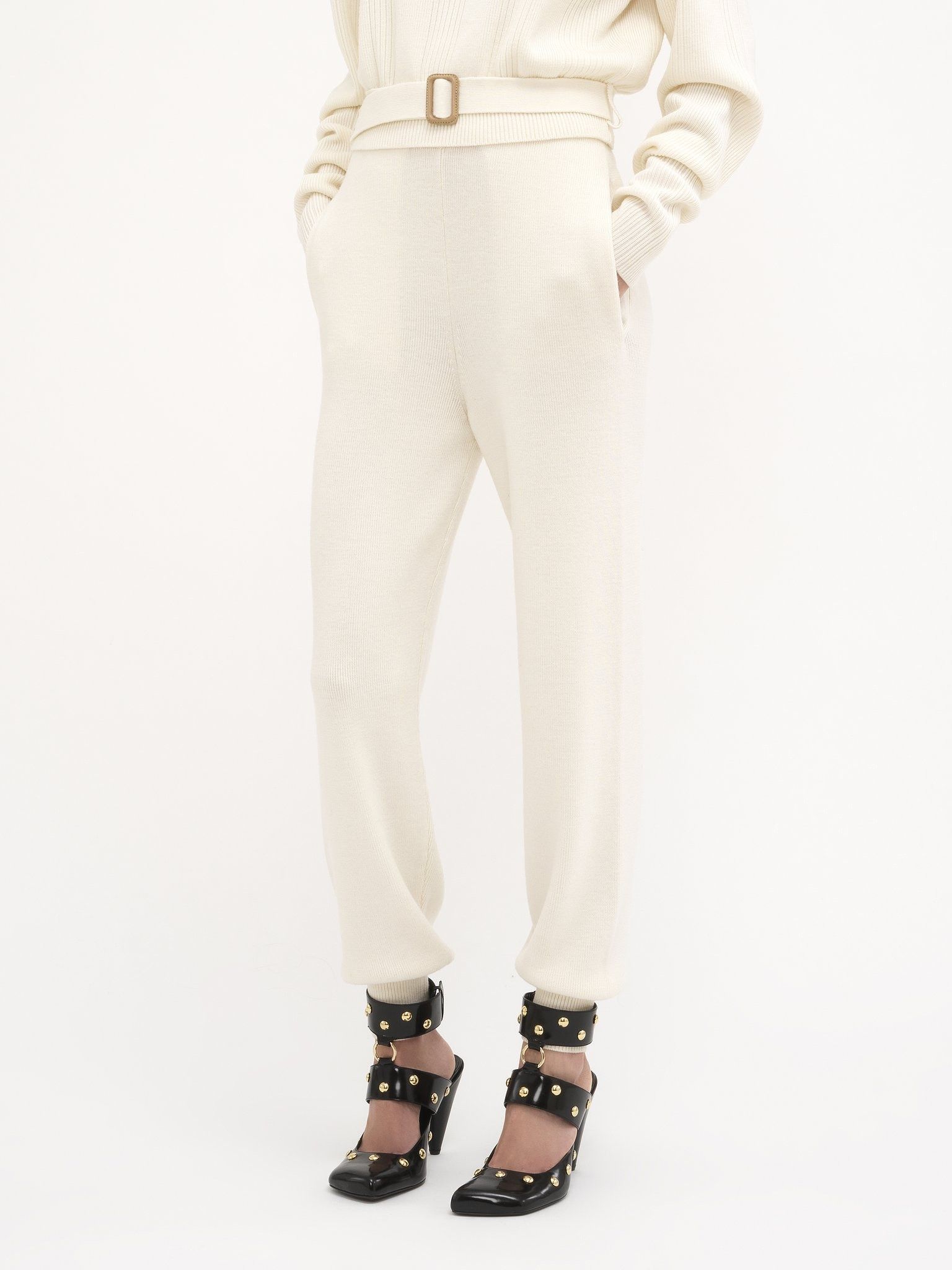 Chloe o1loc1c11025 Wool Knit Sweatpant in Iconic Milk Size 28" / US 6 / IT 42 - 3 Thumbnail