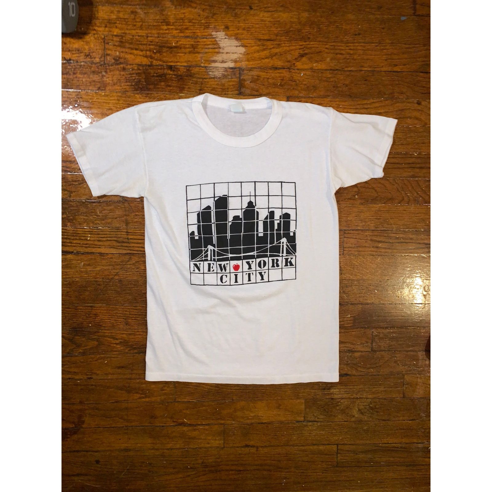 Other × Vintage Vtg 80s NYC Skyline T Shirt White Single Stitch Small XS Fit Size US M / EU 48-50 / 2 - 2 Thumbnail