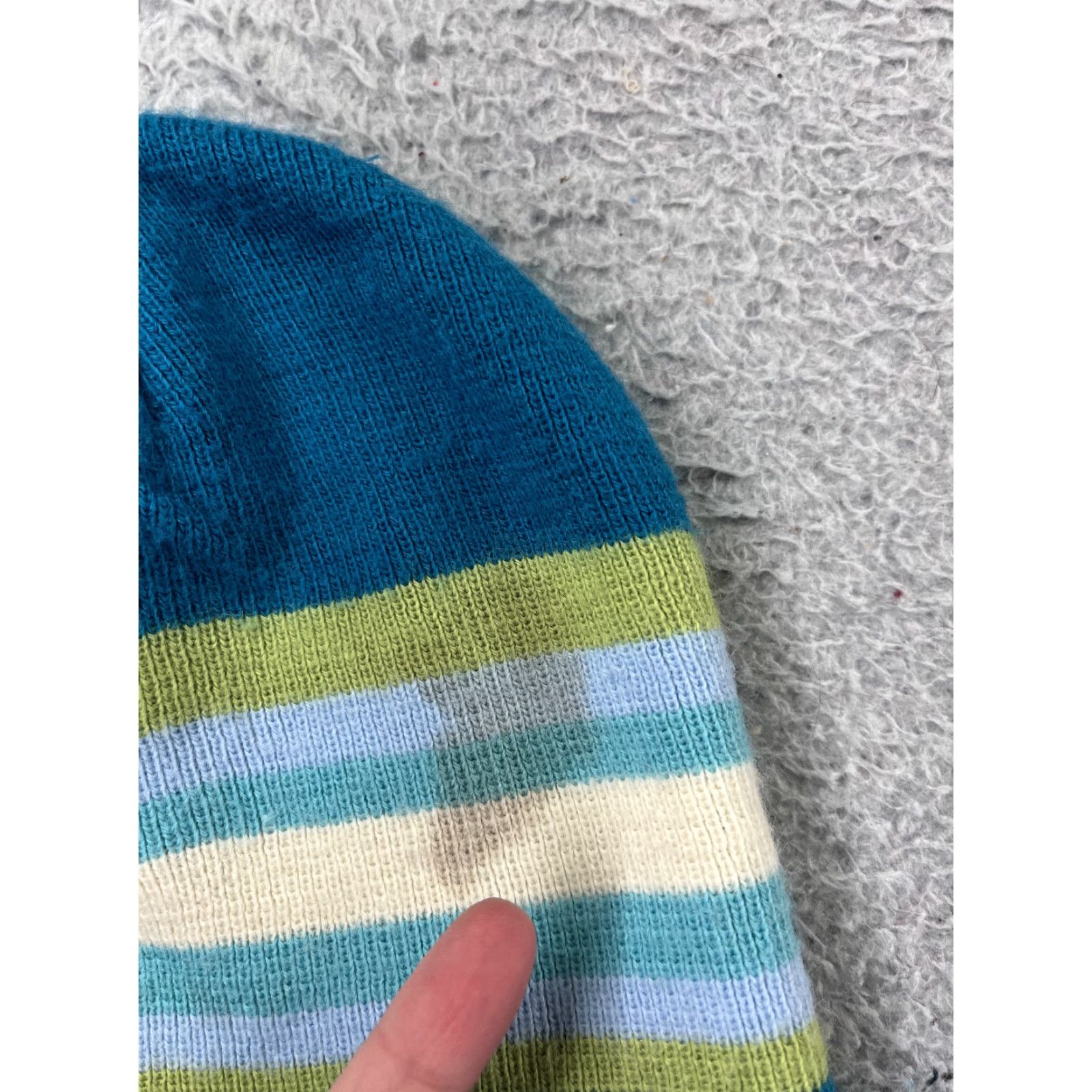 Vintage VINTAGE Beanie Shirt Adult One Size Blue Stripe Acrylic Winter Ski Size ONE SIZE - 2 Thumbnail