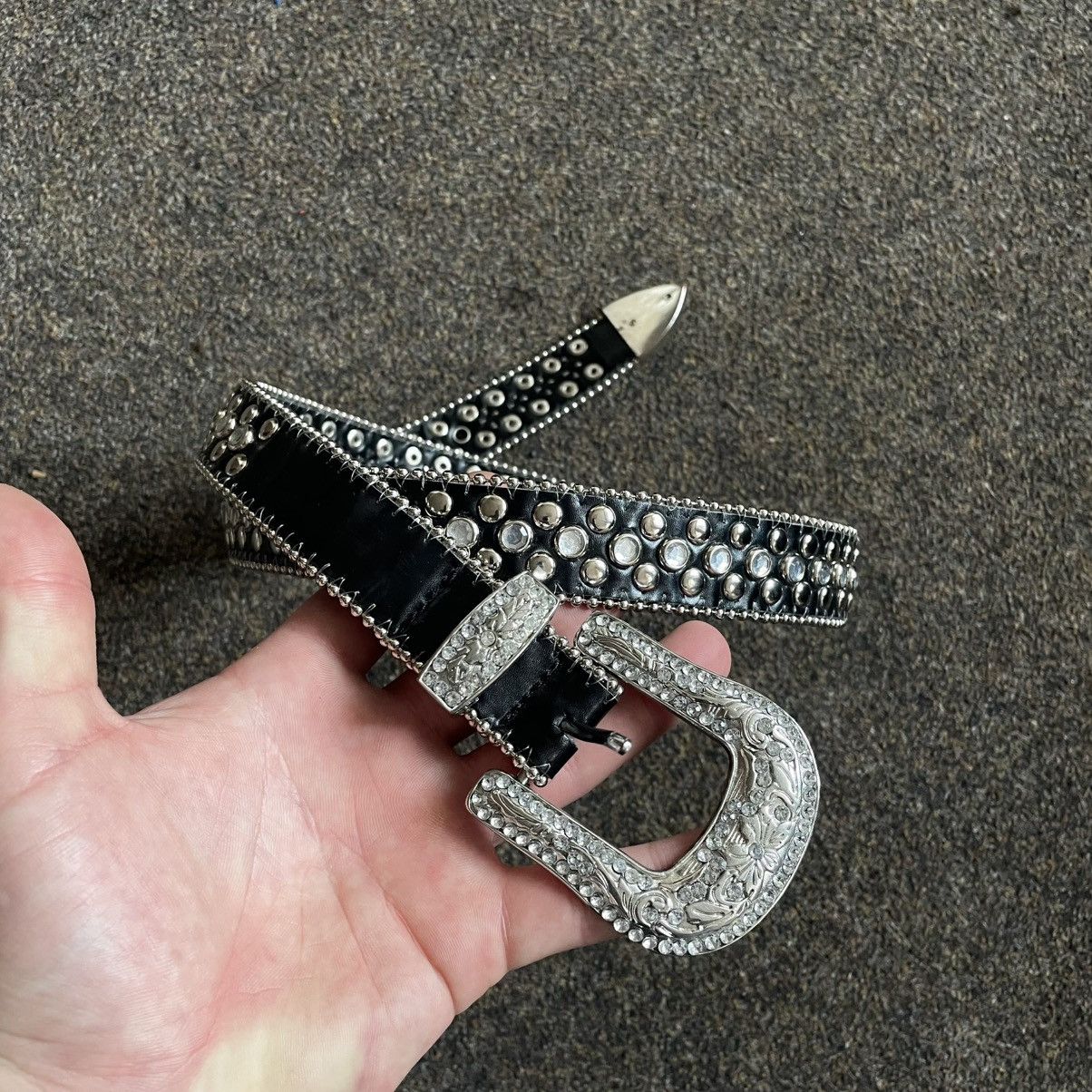 Vintage Vintage 90s Japanese Goth Alt Studded Leather Belt Logo OS Size ONE SIZE - 4 Thumbnail