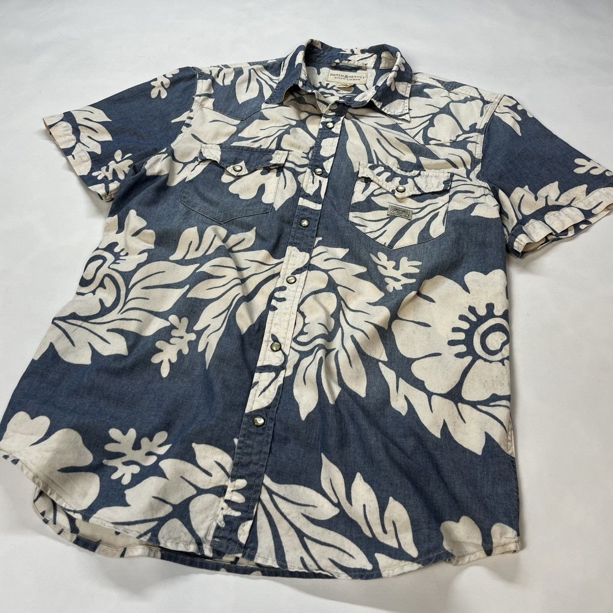Vintage Ralph Lauren Denim Supply Floral Western Hawaiian Pearl Snap Size US L / EU 52-54 / 3 - 7 Thumbnail