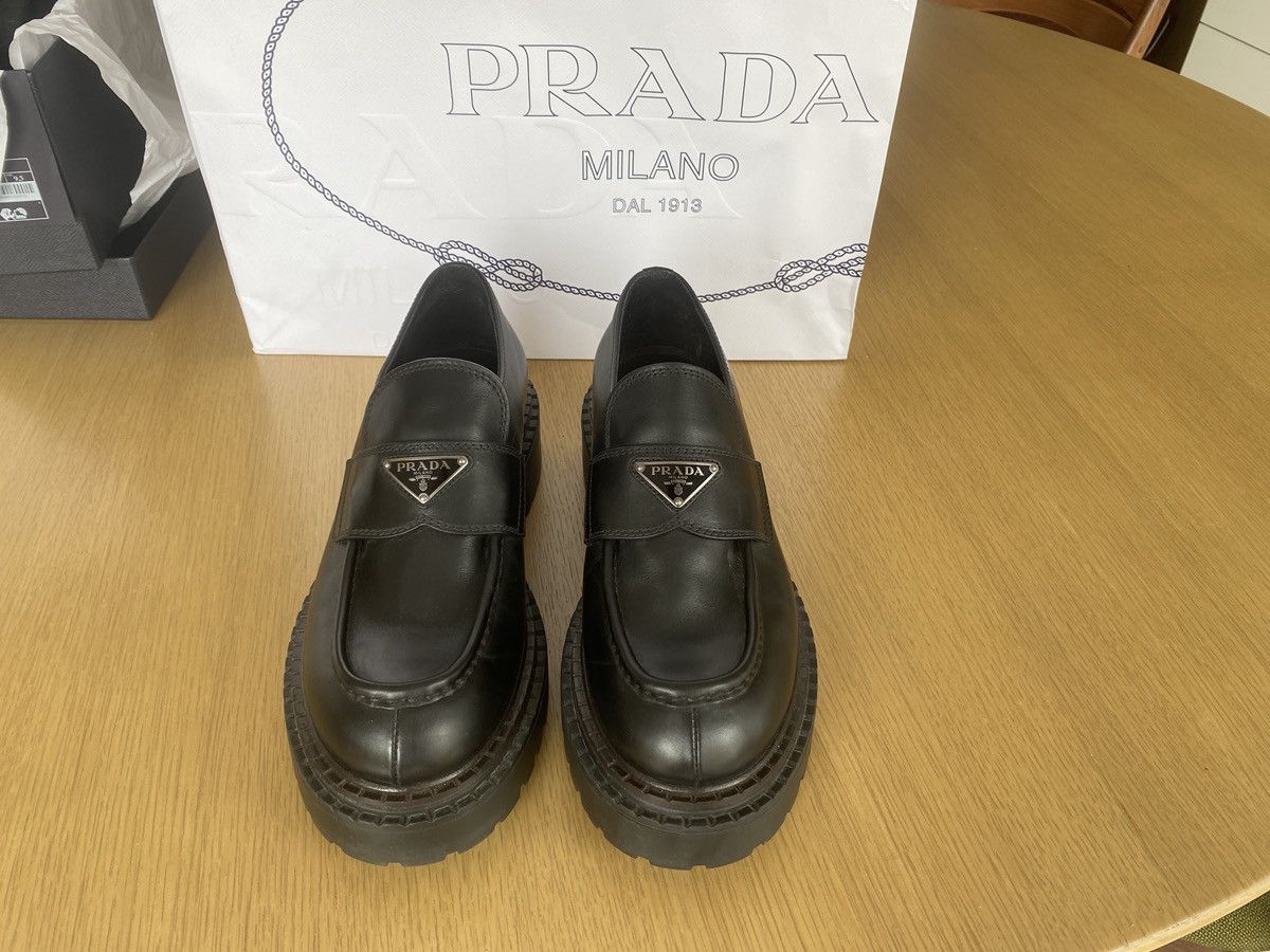 Prada Genuine Double Chocolate black leather loafers Size US 9.5 / EU 42-43 - 1 Thumbnail