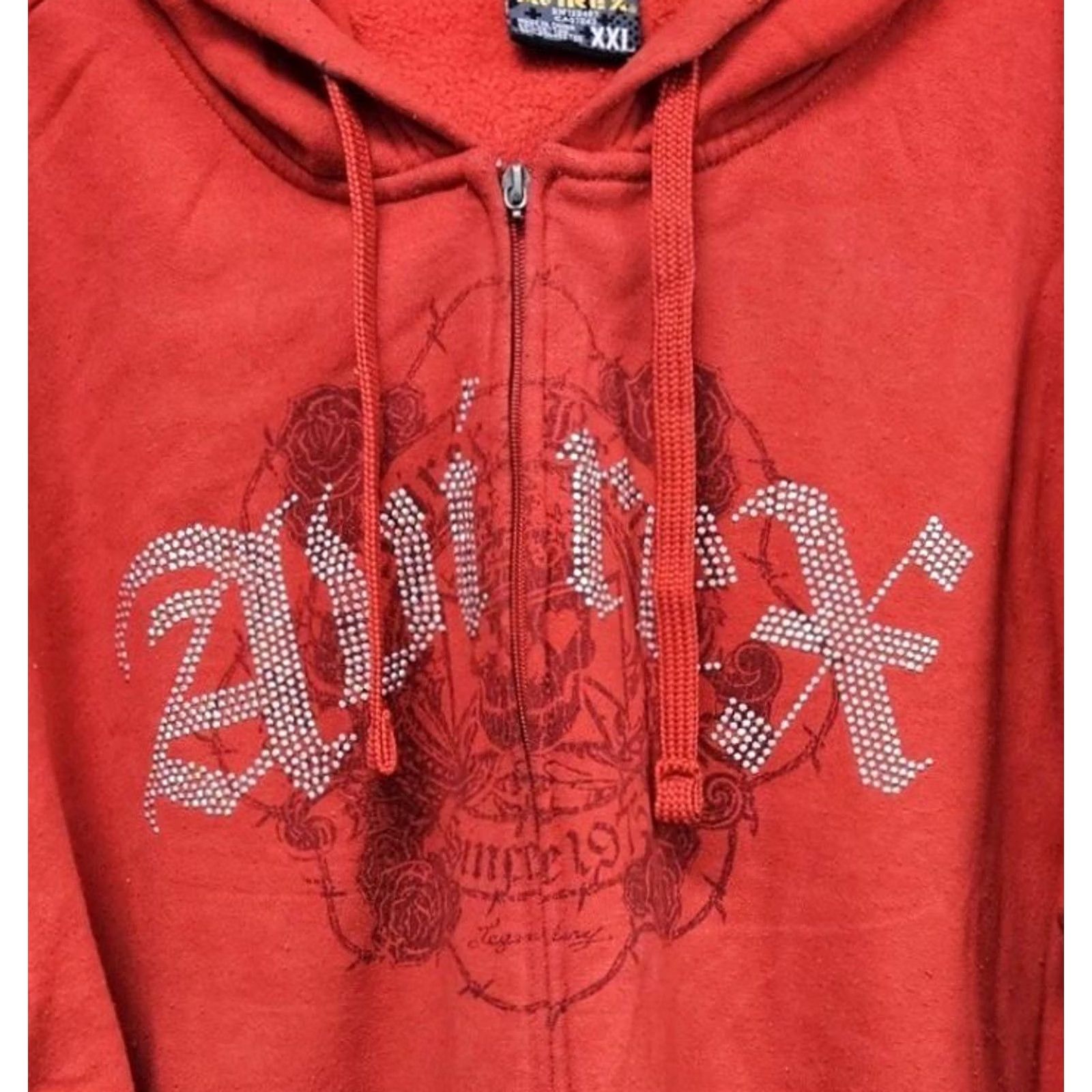 Avirex VINTAGE Avirex Hoodies Men 2XL Black Full Zip Hoodie Studded Embroidered Logo Graphic Print 90s Biker Grunge Hip Hop Y2K Cross Crown Theme Size US XXL / EU 58 / 5 - 2 Thumbnail
