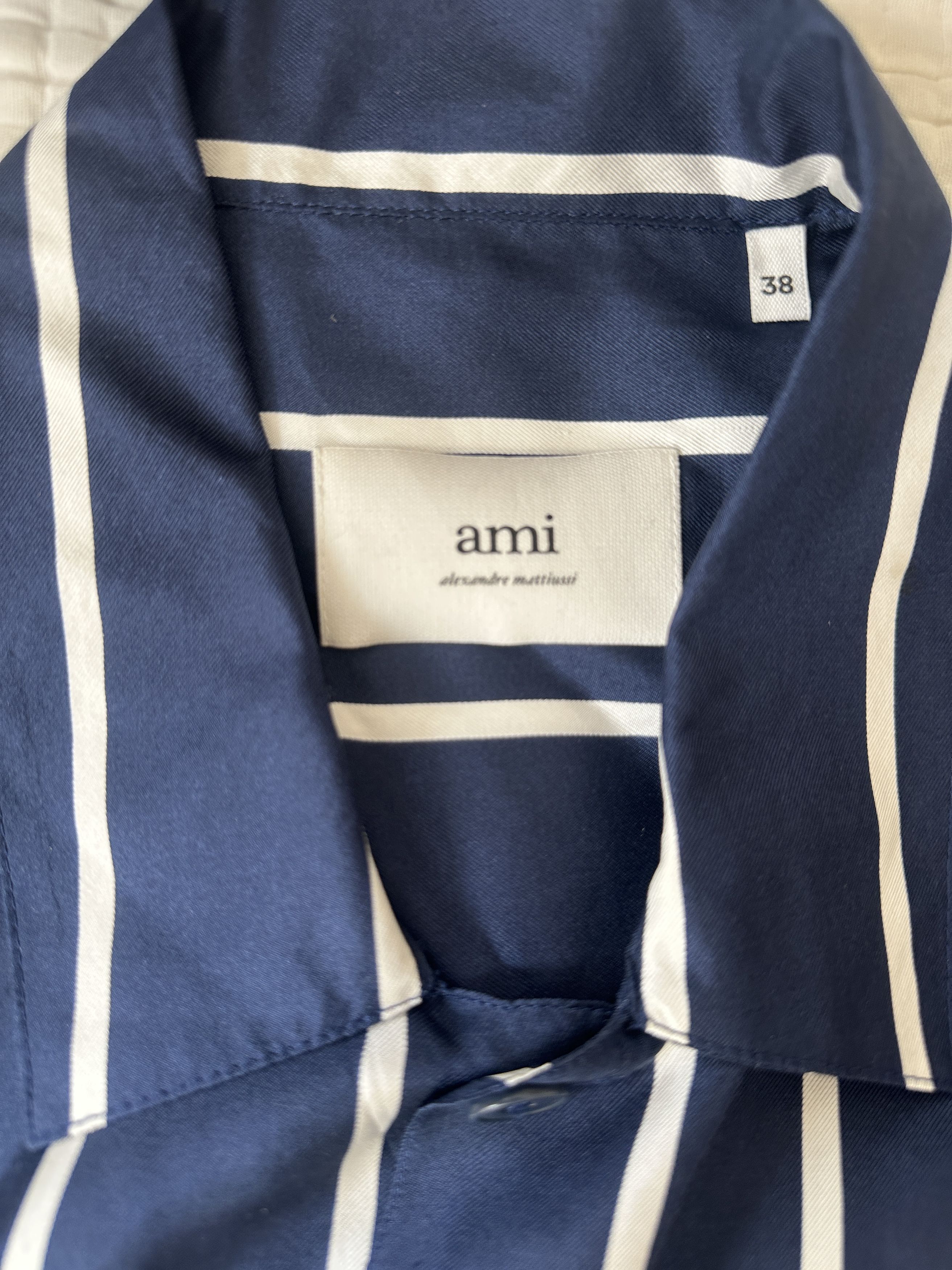 AMI Camp Collar Stripe Silk Shirt Size US S / EU 44-46 / 1 - 5 Thumbnail