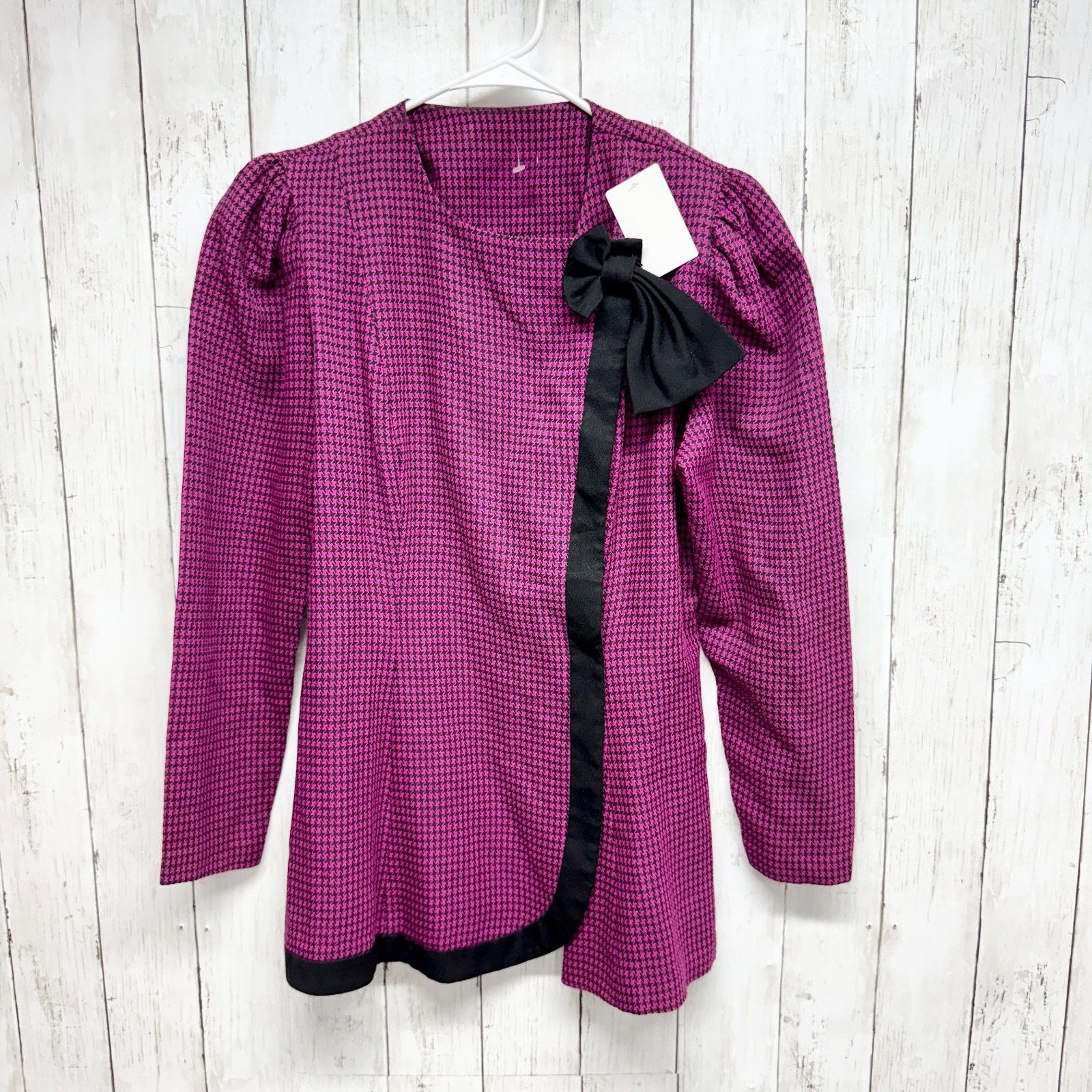 Vintage Vtg Jacket Women Chest 39" Houndstooth Long Sleeve Blazer Size L / US 10 / IT 46 - 1 Thumbnail
