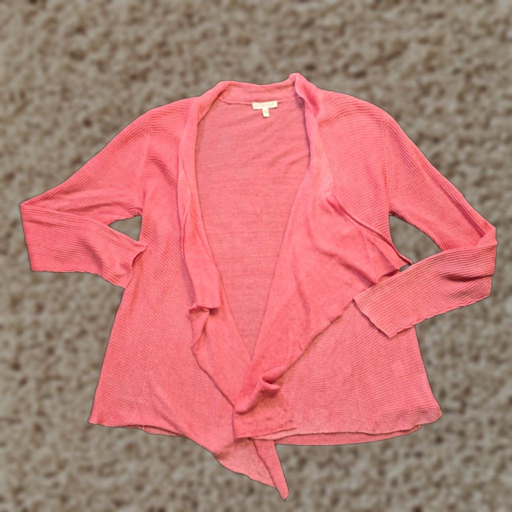 Eileen Fisher VINTAGE Eileen Fisher Cardigan Women Size Large Petite Pink Linen Open Casual Beachy Size L / US 10 / IT 46 - 1 Thumbnail