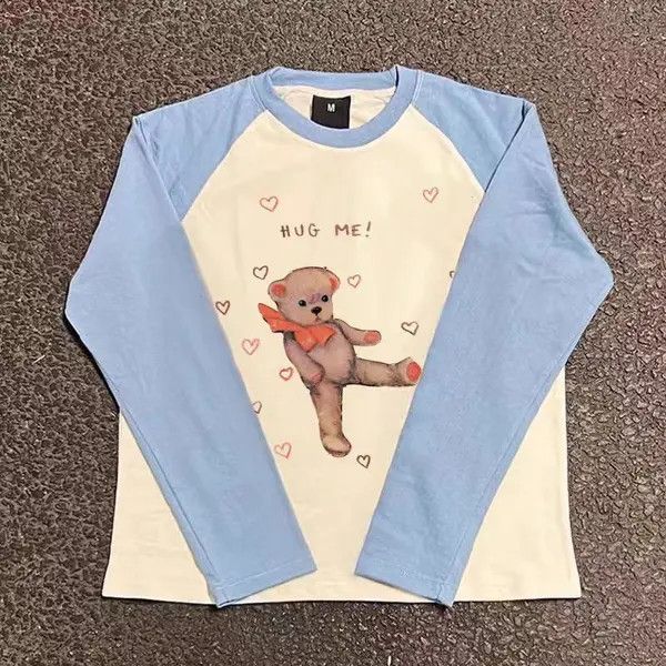 VIBE Cartoon Doll Bear Printed Loose Casual Long Sleeve T-Shirt Size US L / EU 52-54 / 3 - 7 Thumbnail