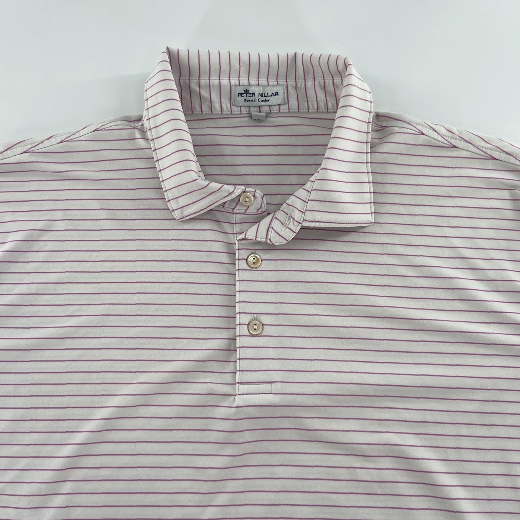 Peter Millar Peter Millar Summer Comfort Shirt XL Men Polo Striped White Golf Polo Shirt Comfort? Size US XL / EU 56 / 4 - 3 Thumbnail