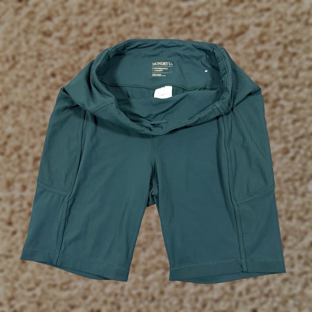 Vintage MONDETTA High Waist Performance Shorts Women's L Green Size 36" / US 14 / IT 50 - 1 Thumbnail