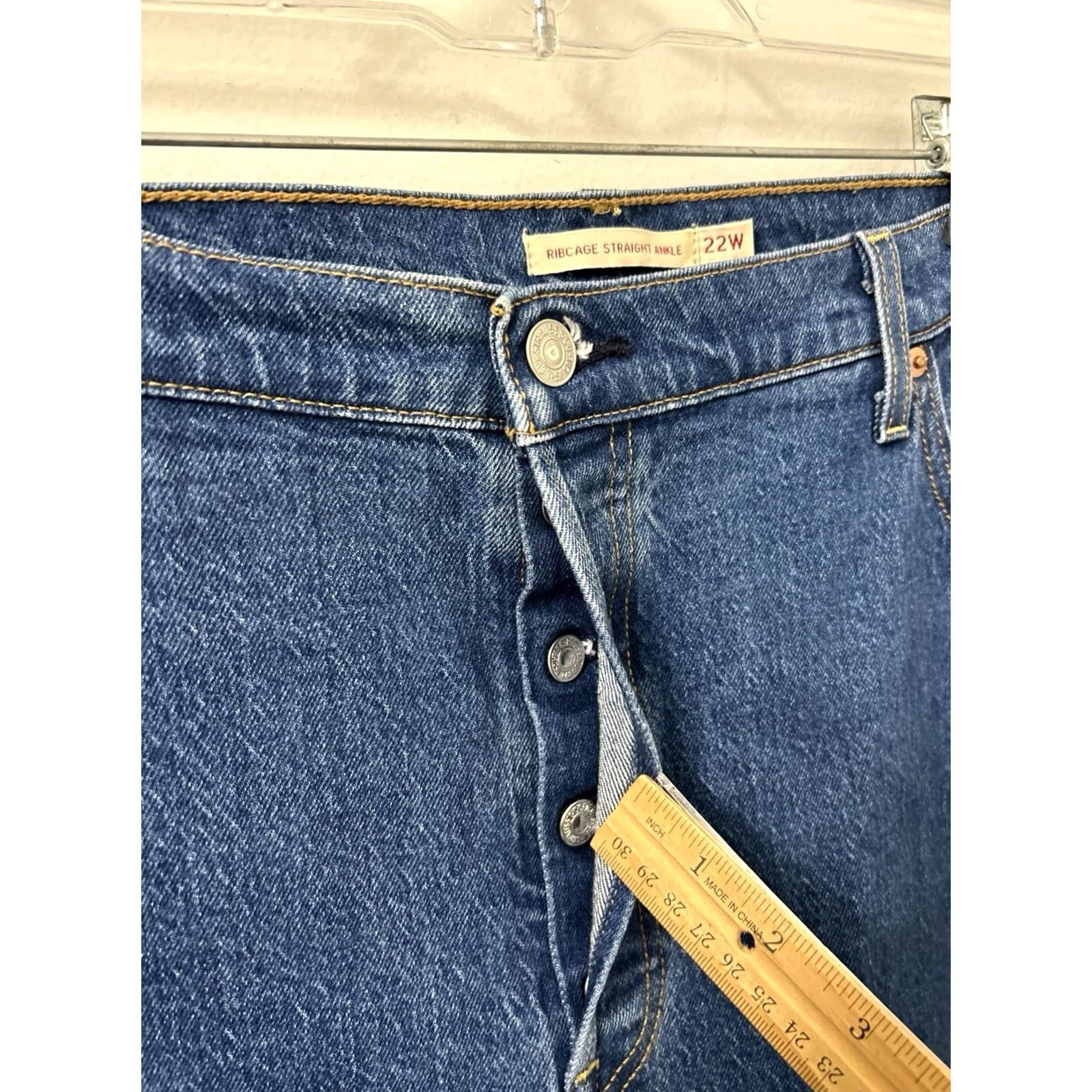 Denime Levi Strauss Co Ribcage Straight Ankle Jeans Womens 44x27 Blue Button Fly Denim Strai ght Size 30" / US 8 / IT 44 - 5 Thumbnail