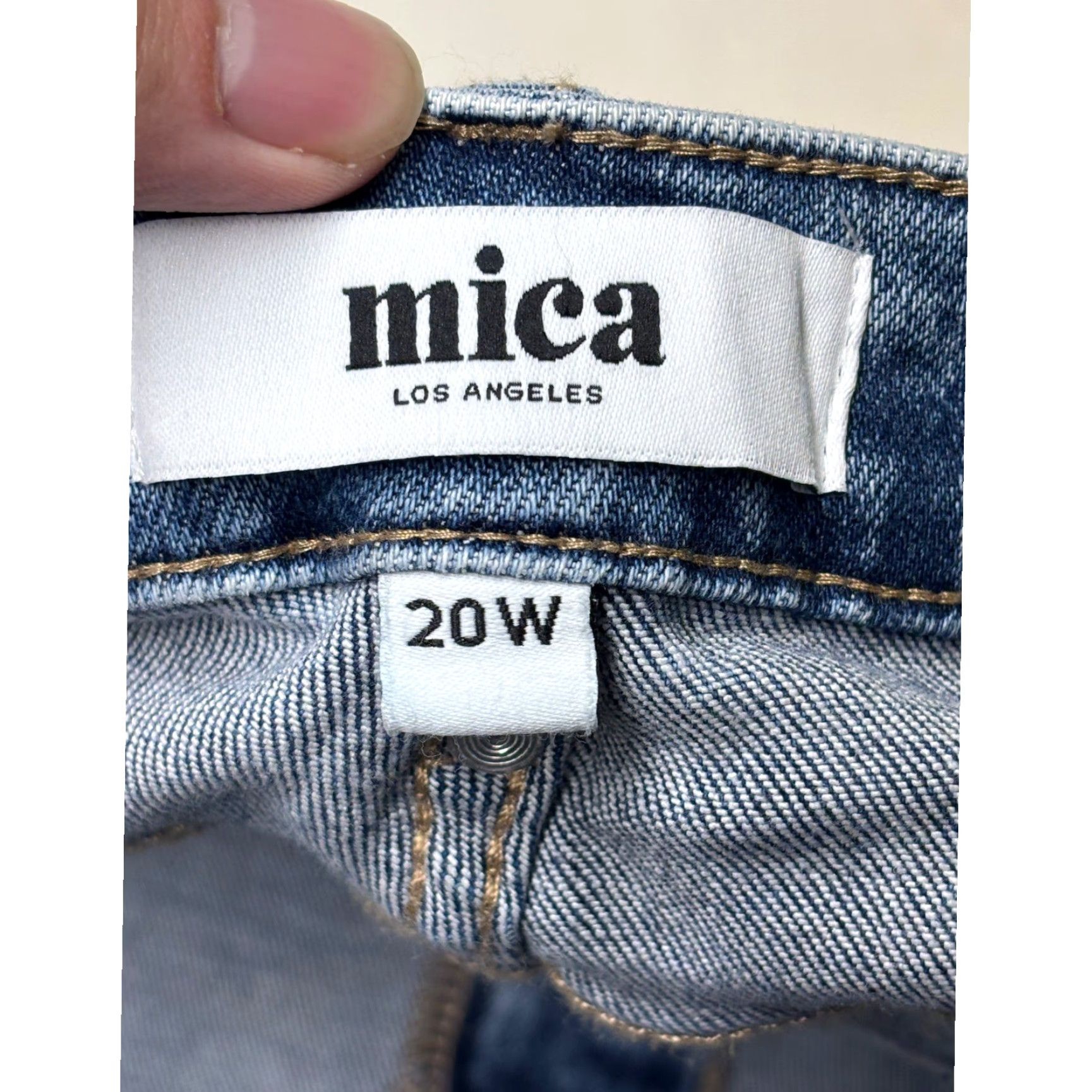 Denime Mica Denim Jeans Flared Women 20W Plus Acid Wash Distressed Raw Hem 5-Pocket DenimCotton Polyester Spandex Zip Mid Rise Blue Vintage No Size 42" / US 20 - 5 Thumbnail