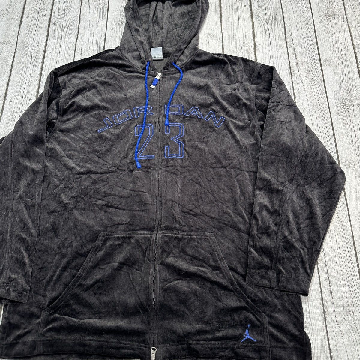 Jordan Brand × Vintage Vintage Jordan velour hoodie Size US XL / EU 56 / 4 - 3 Thumbnail