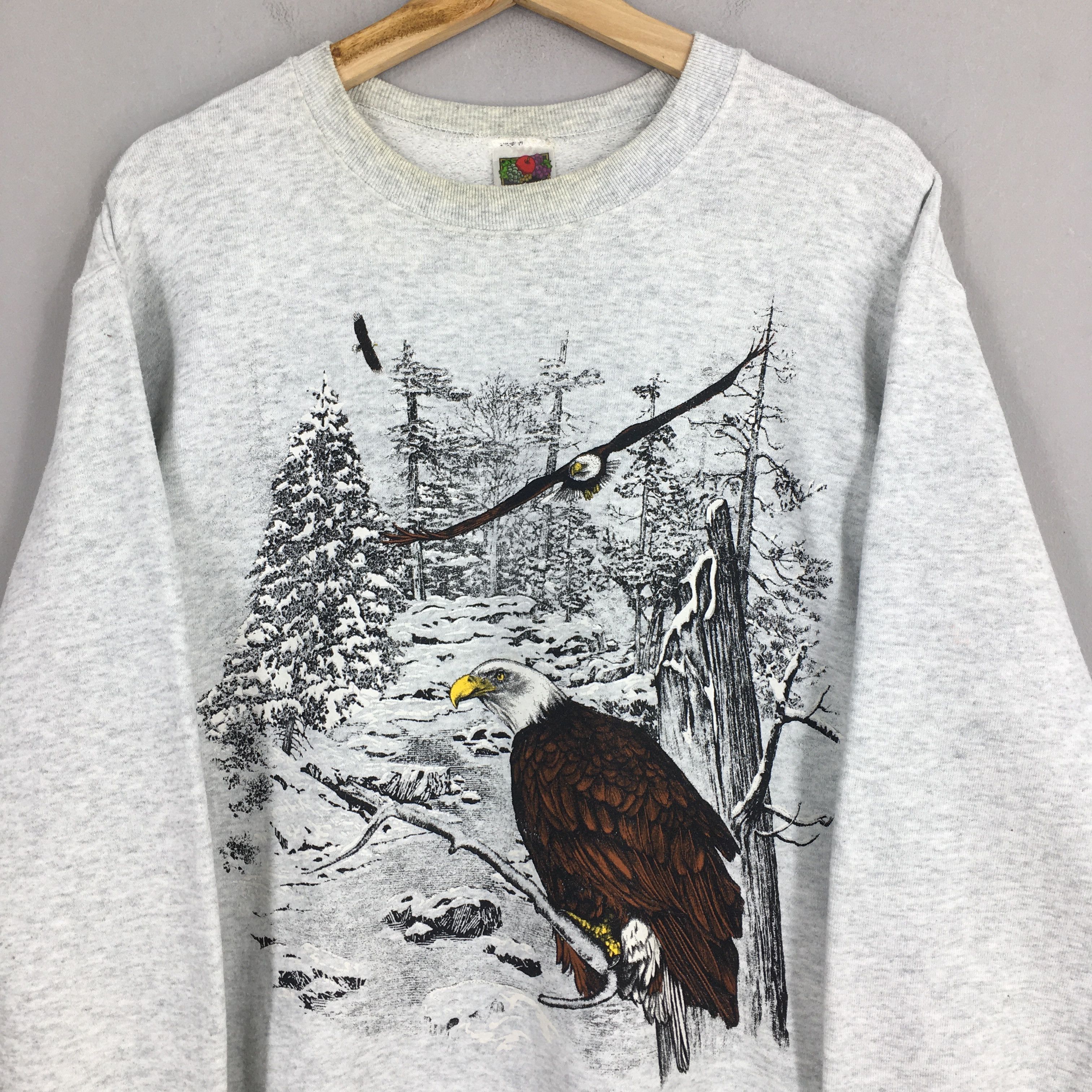 Fruit Of The Loom × Vintage Vintage Bald Eagles Hawk Animal Fly Free Sweatshirt Medium Size US M / EU 48-50 / 2 - 2 Thumbnail