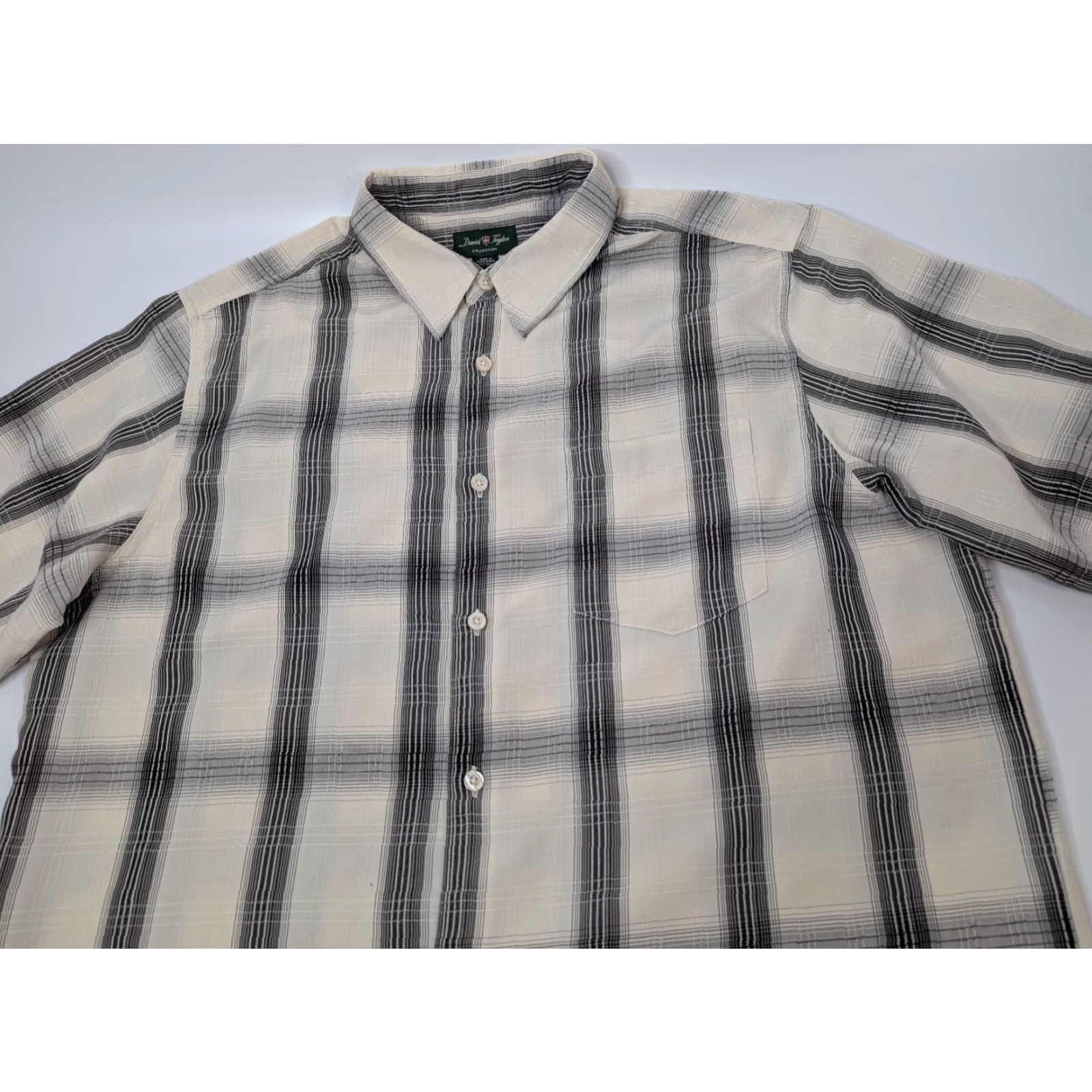Vintage David Taylor Shirt Men’s XLT Big & Tall Beige Plaid Short Sleeve Collared Top Size US XL / EU 56 / 4 - 2 Thumbnail