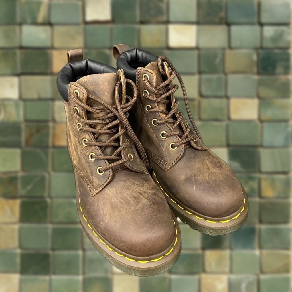 VINTAGE Martens Boots Combat Leather Unisex Size US Brown