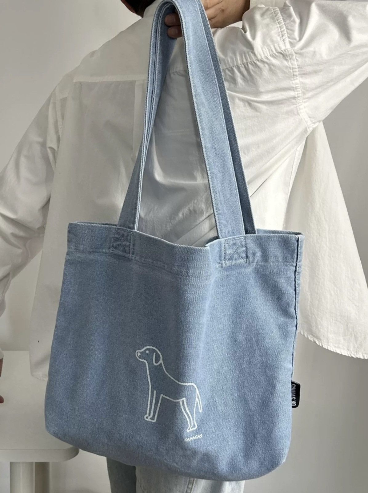 Japanese Brand Outdoor y2k washed doggy denim tote bag aesthetic Size ONE SIZE - 2 Thumbnail