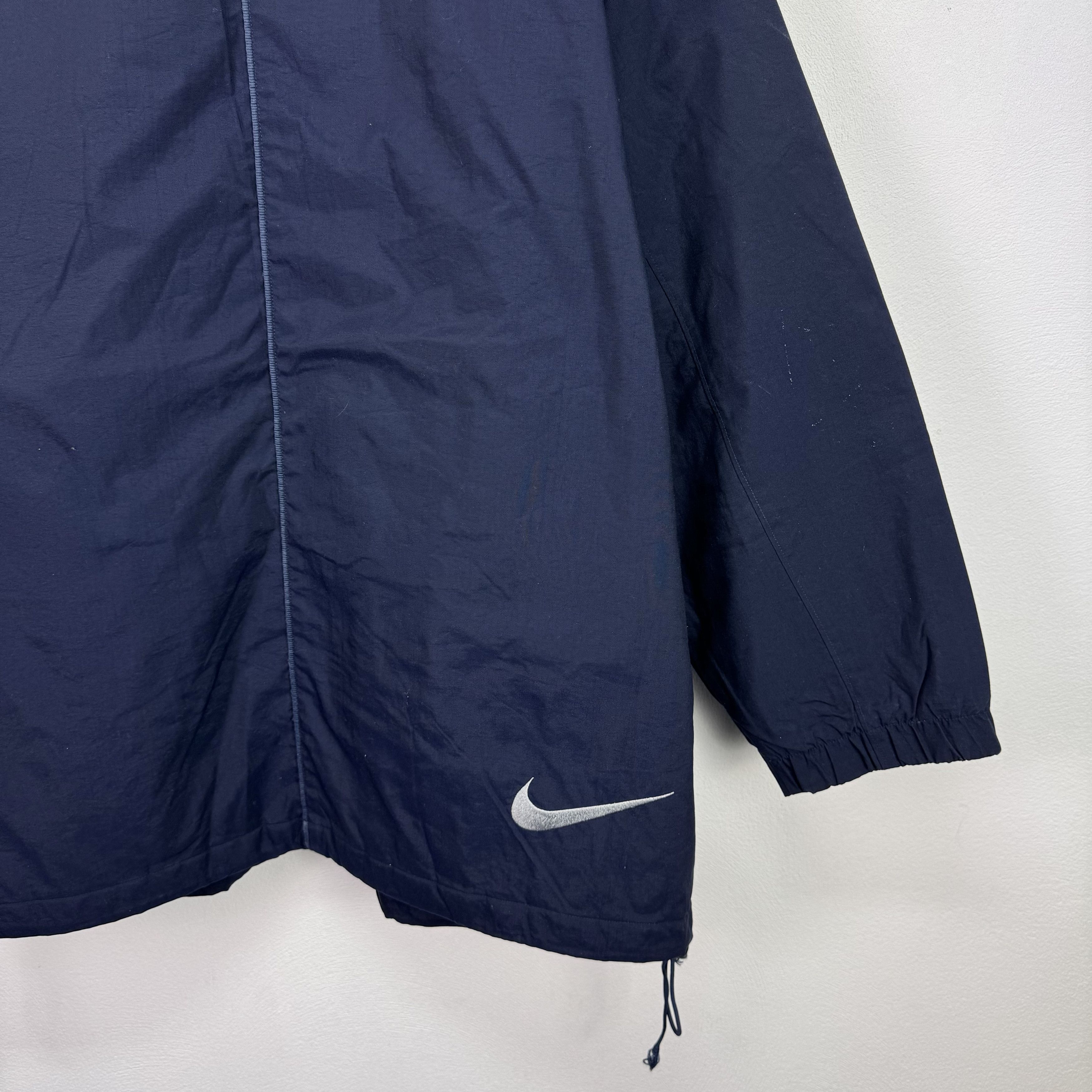 Nike × Vintage NIKE VINTAGE LONG JACKET NAVY DOUBLE SWOOSH 90S Size US XL / EU 56 / 4 - 4 Thumbnail