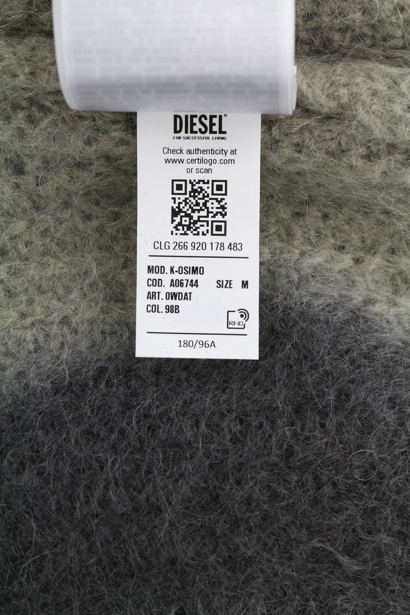Diesel K-OSIMO M Mohair Wool Blend Knit Grey Jumper 40143 Size US M / EU 48-50 / 2 - 10 Thumbnail