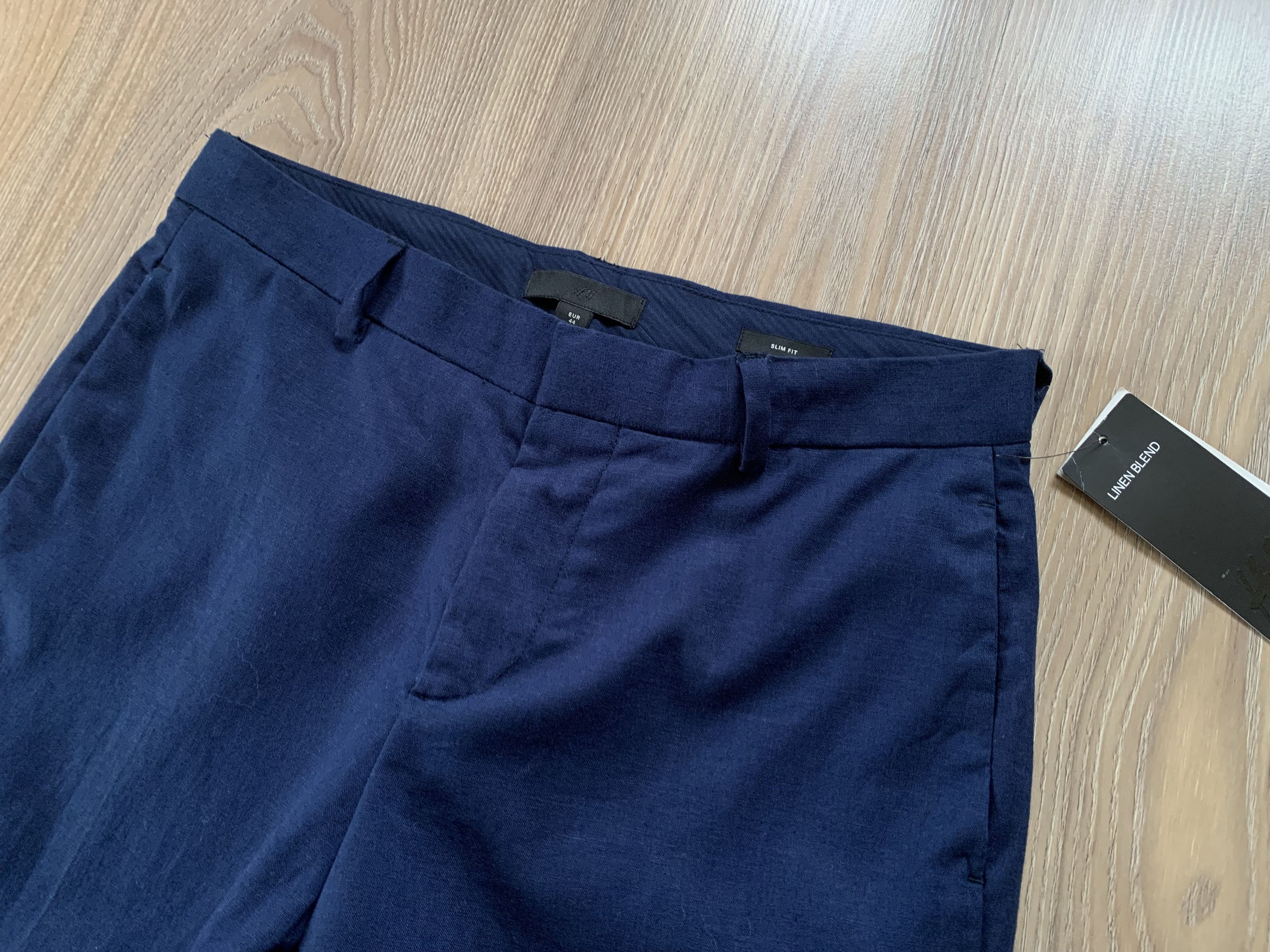 H&M H&M Linen Blend New Blue Pants Trousers Size 44R - 4 Thumbnail