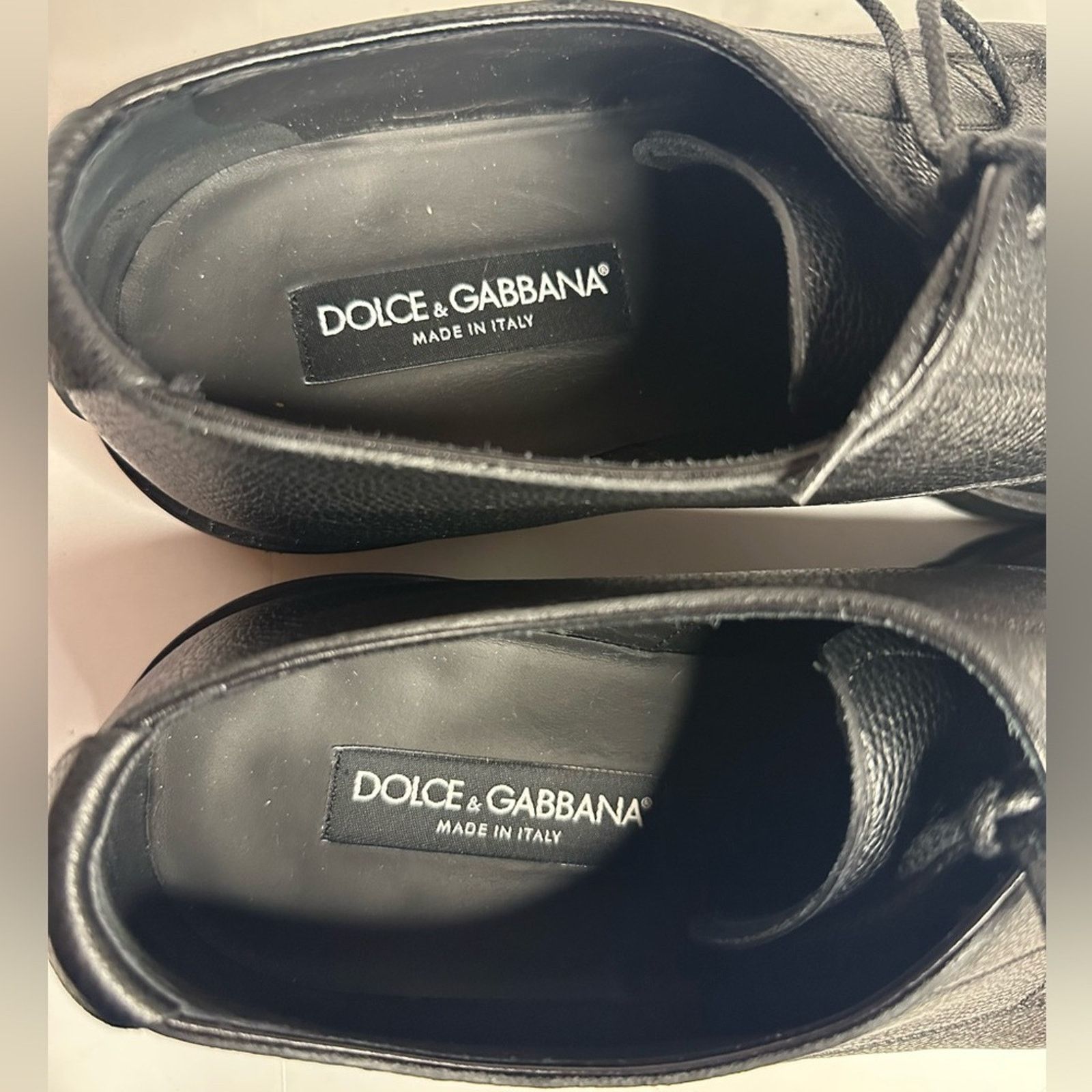 Dolce & Gabbana Black Grained Calf-skin Derby Shoes US 10 Lace Vibram Sole Size US 10 / EU 43 - 9 Thumbnail