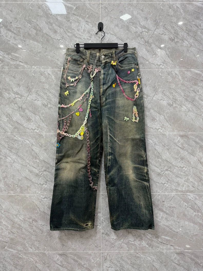 Acne Studios Acne Studios Pink Candy Jeans with Chain Print - dmc Size US 31 - 1 Thumbnail