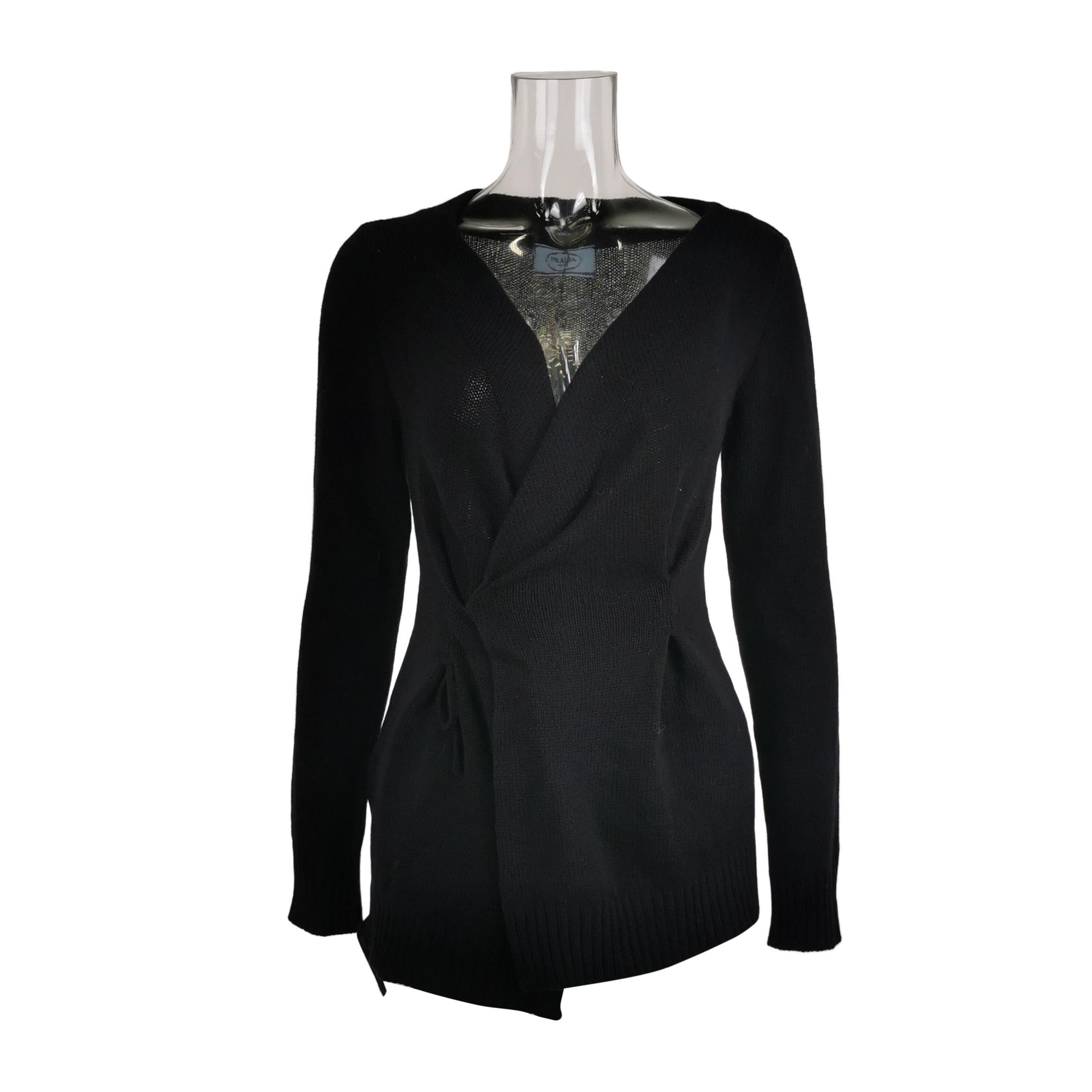 Prada Prada Black Cashmere V-Neck Knitted Top - dmc Size S / US 4 / IT 40 - 1 Thumbnail