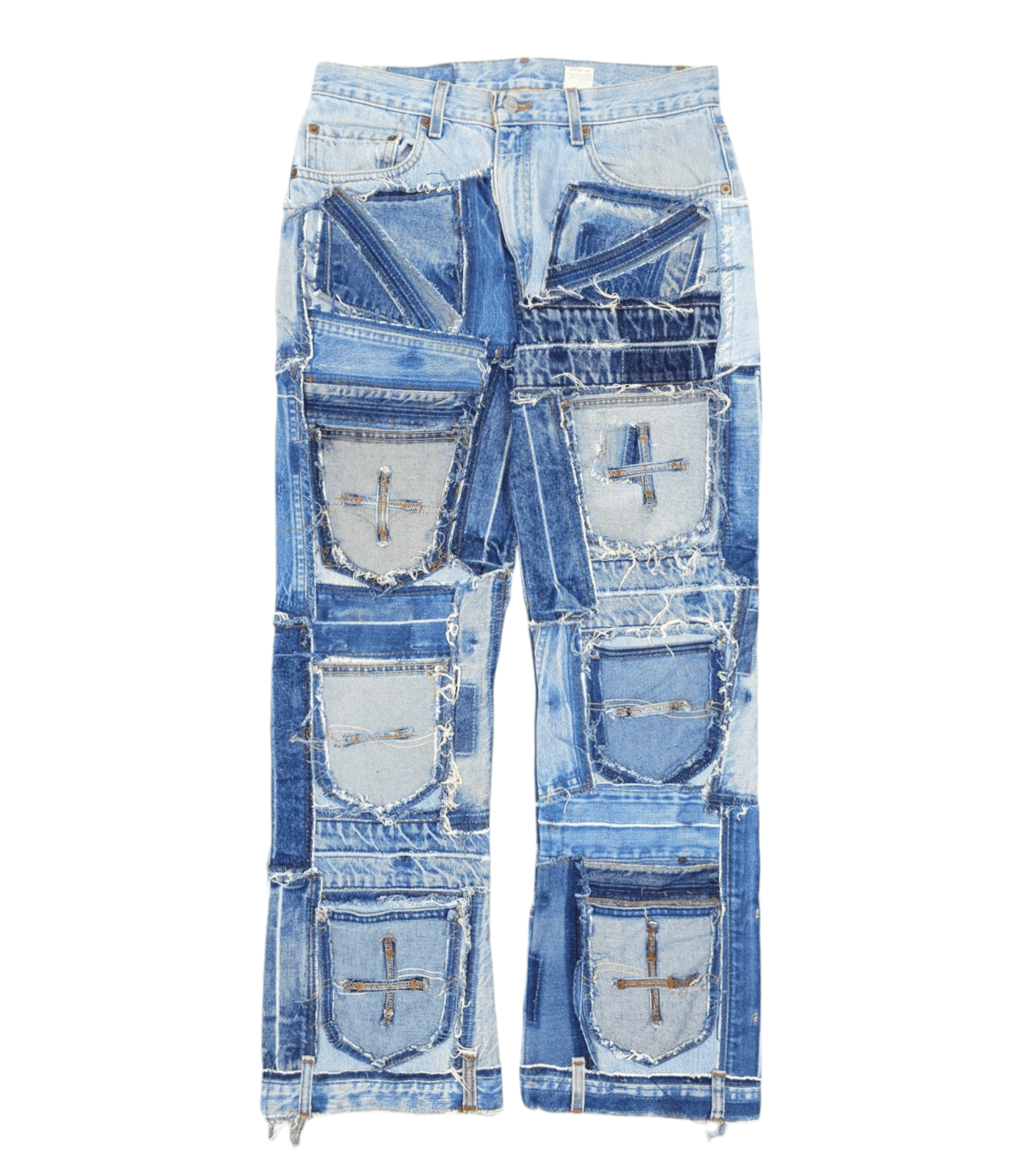 Japanese Brand × Levi's × Vintage 💎 34/32 Vintage Levi’s 505 Custom Patchwork Denim Jeans Size US 34 / EU 50 - 2 Thumbnail