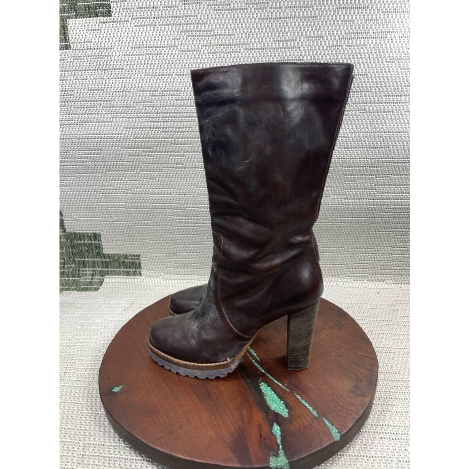 Brunello Cucinelli Brunello Cucinelli Boots Women Size 38.5 EU 8 US Brown Leather Block Heel Riding Size US 8 / IT 38 - 5 Thumbnail