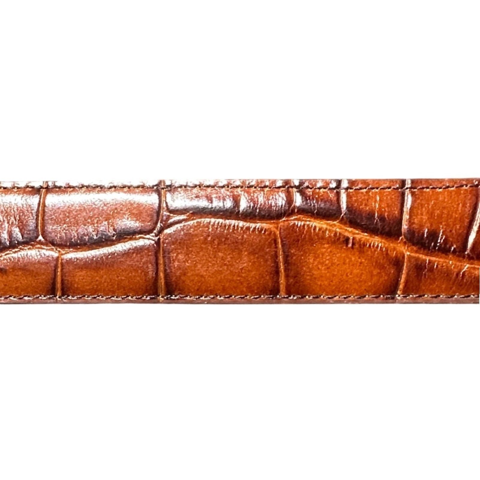 Jos. A. Bank Jos A Bank Brown Crocodile Leather Belt Gold Buckle Size 44 Size 44 - 5 Thumbnail