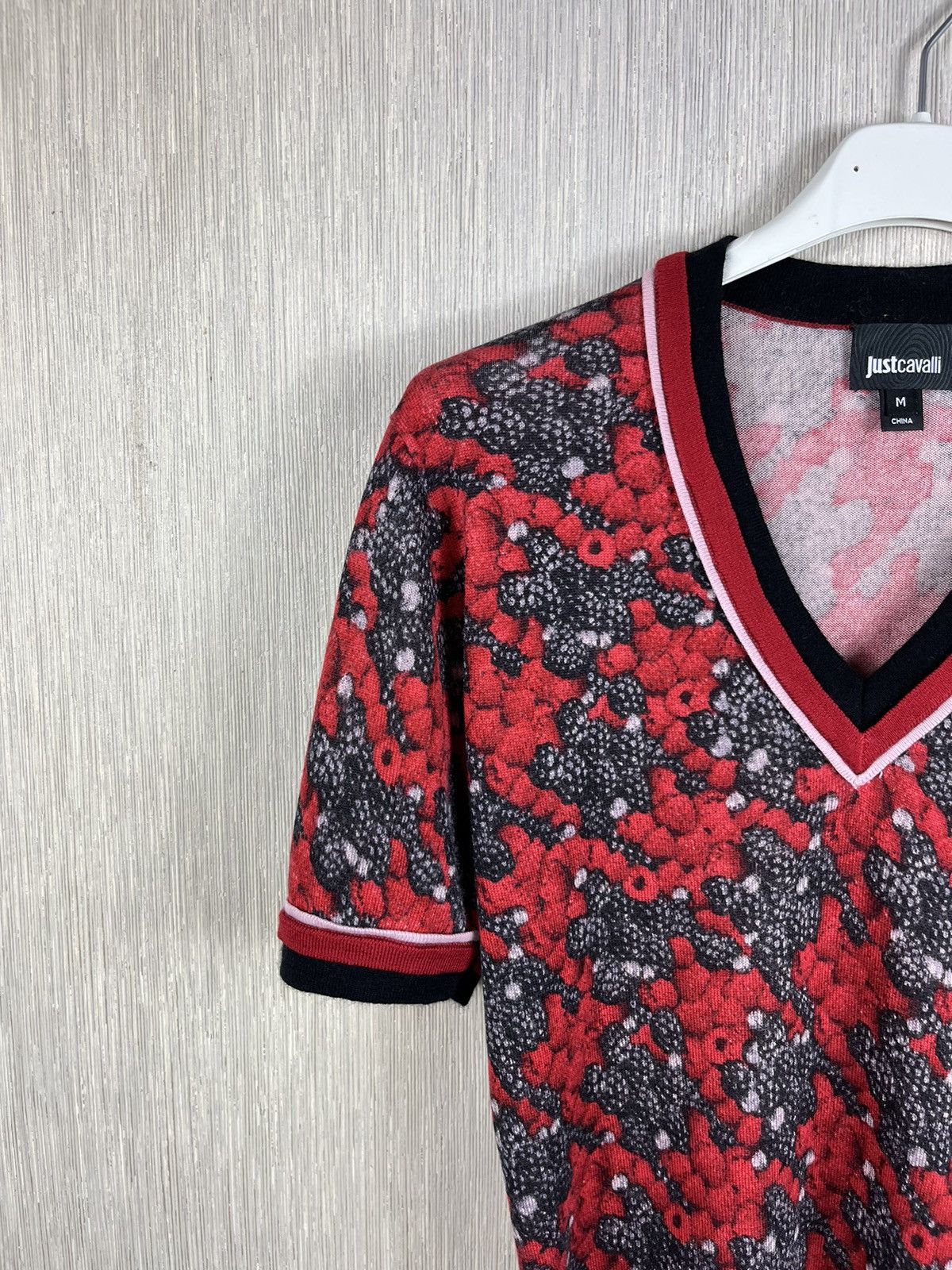 Designer × Just Cavalli Just Cavalli silk cashmere full print v-neck sweater luxury Size M / US 6-8 / IT 42-44 - 4 Thumbnail