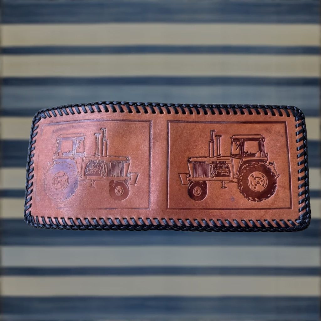 Vintage VINTAGE Wallet Leather Whipstitch Bifold Hand Tooled USA Made Trifold Cowboy Money USA Men Brown Leather Wallet Horse Eagle Pattern 9 in 4 in Fans Mrn Size ONE SIZE - 1 Thumbnail
