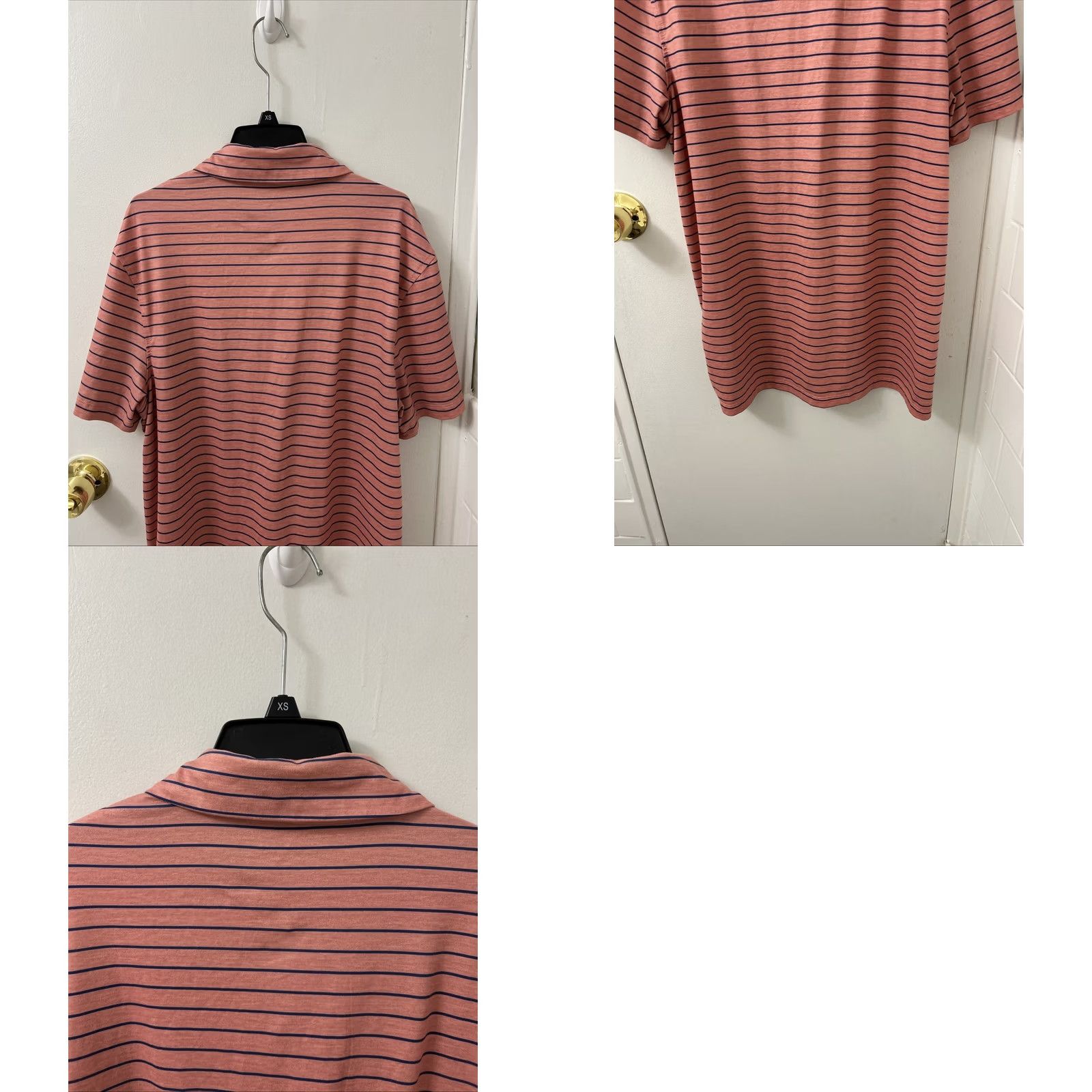 J.Crew J.CREW Performance Shirt Polo Mens Large Pink Blue Striped Short Sleeve, Wool? Size US L / EU 52-54 / 3 - 8 Thumbnail